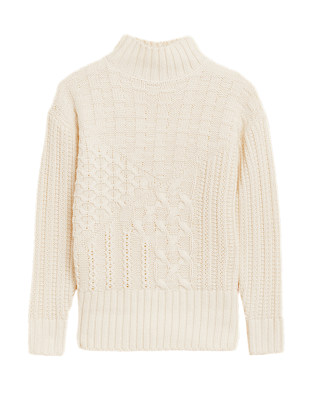 Recycled Blend Cable Knit Longline Jumper