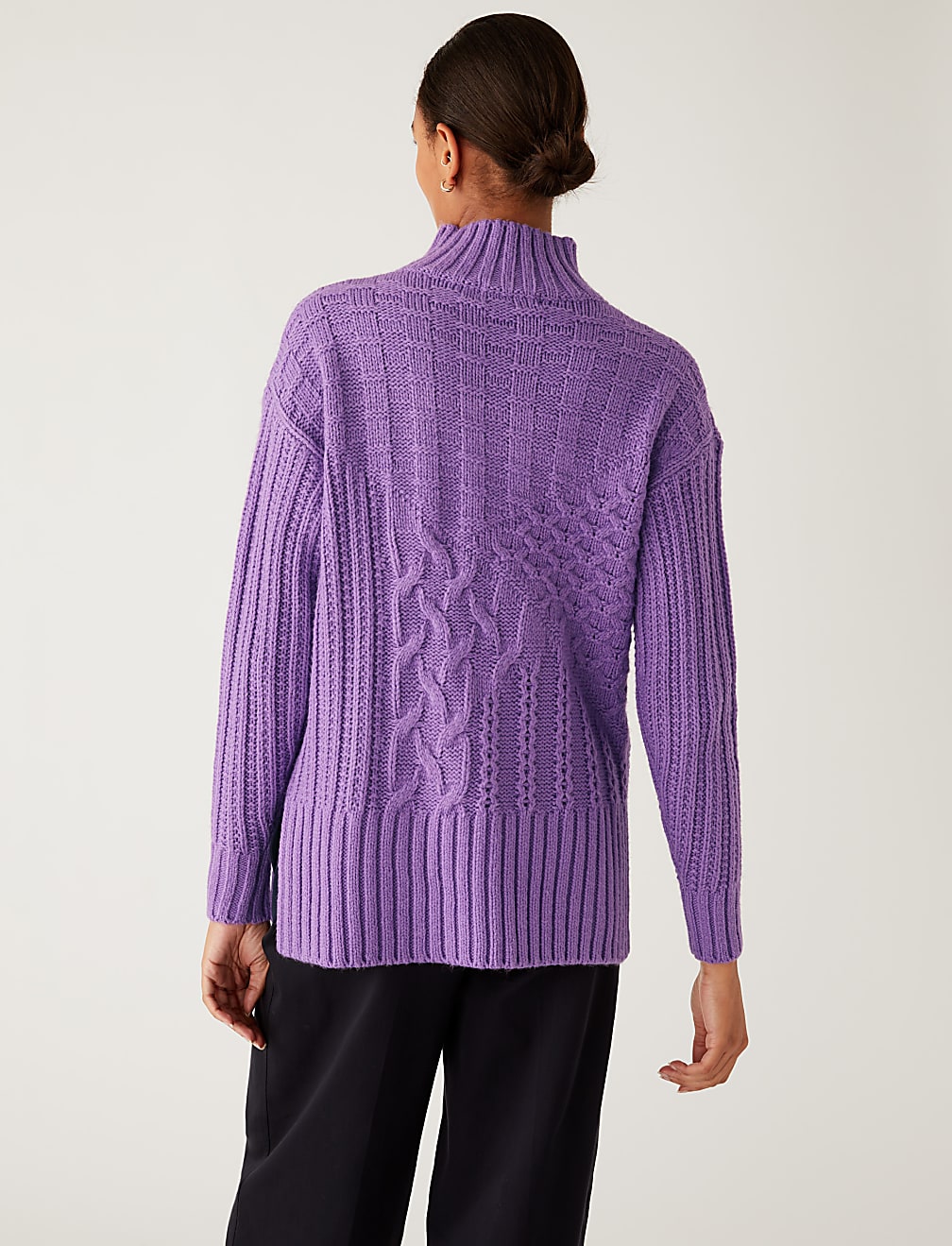Recycled Blend Cable Knit Longline Jumper
