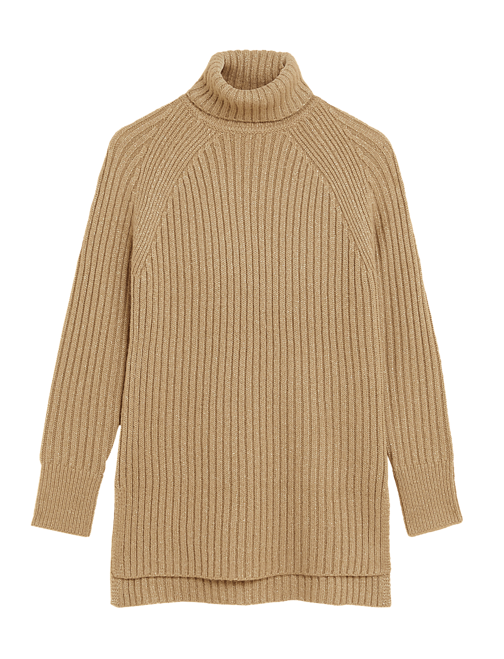 Ribbed Sparkly Roll Neck Longline Jumper