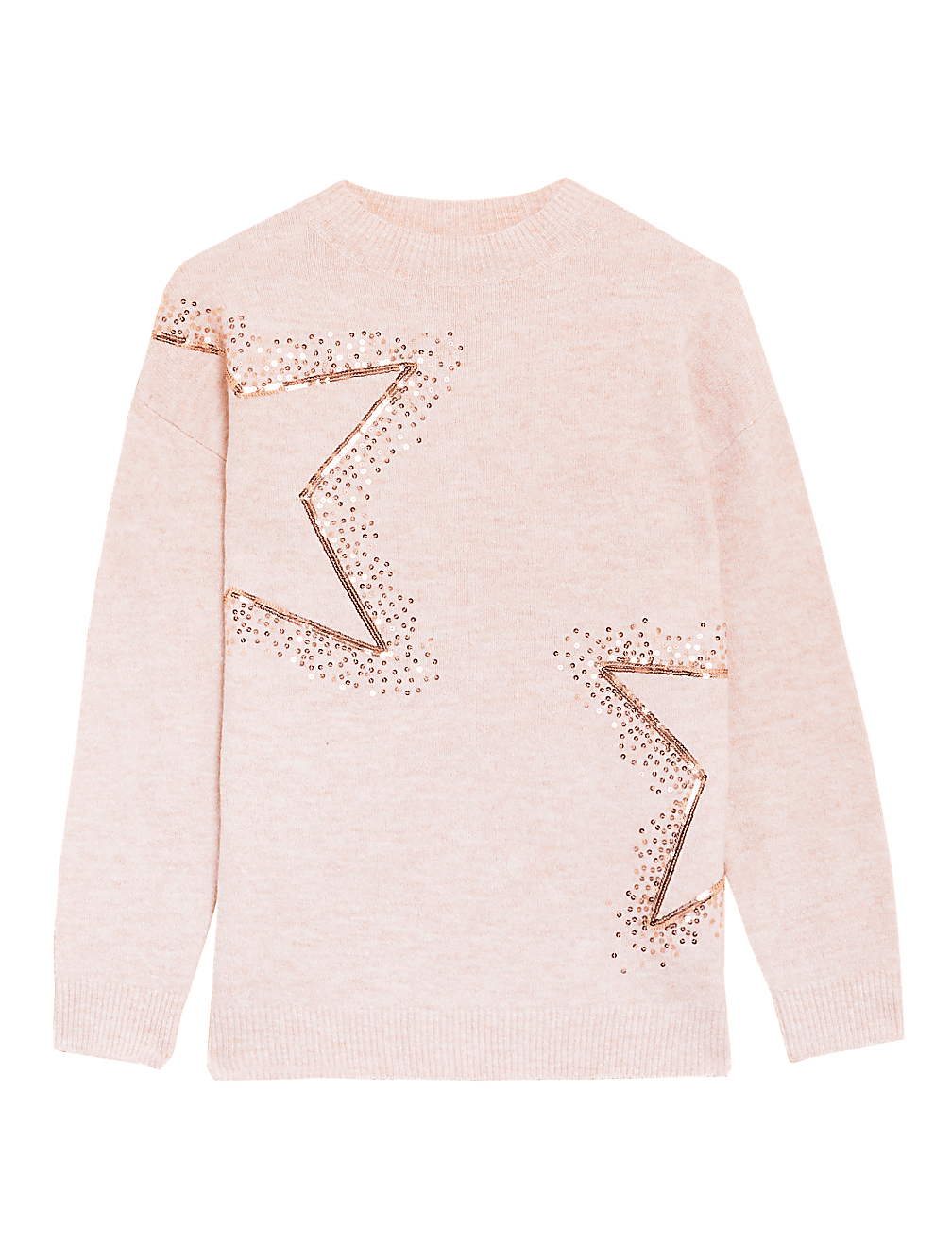 Sequin Star Crew Neck Relaxed Jumper