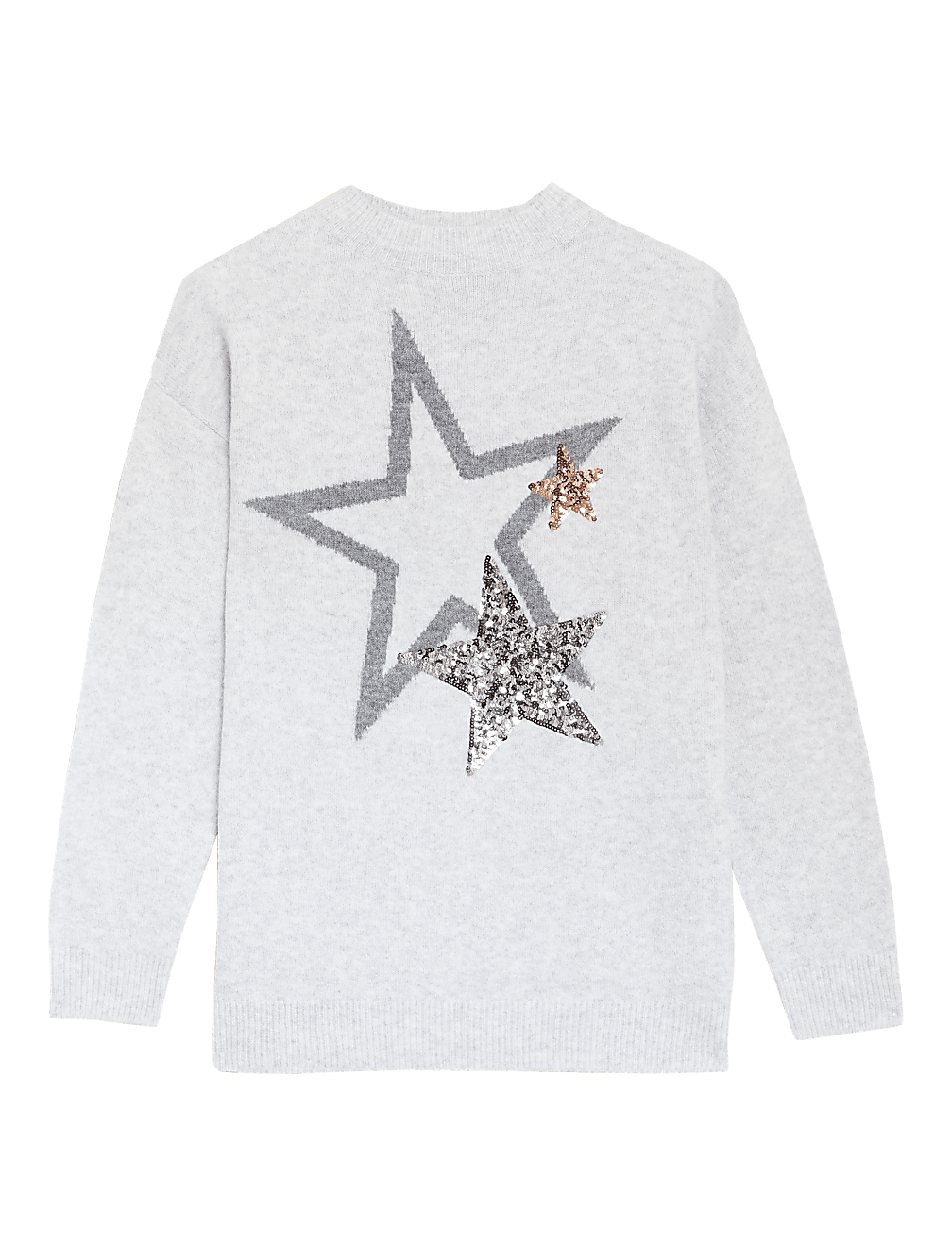 Sequin Star Crew Neck Relaxed Jumper
