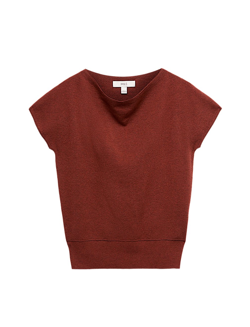 Draped Neck Knitted Top with Wool