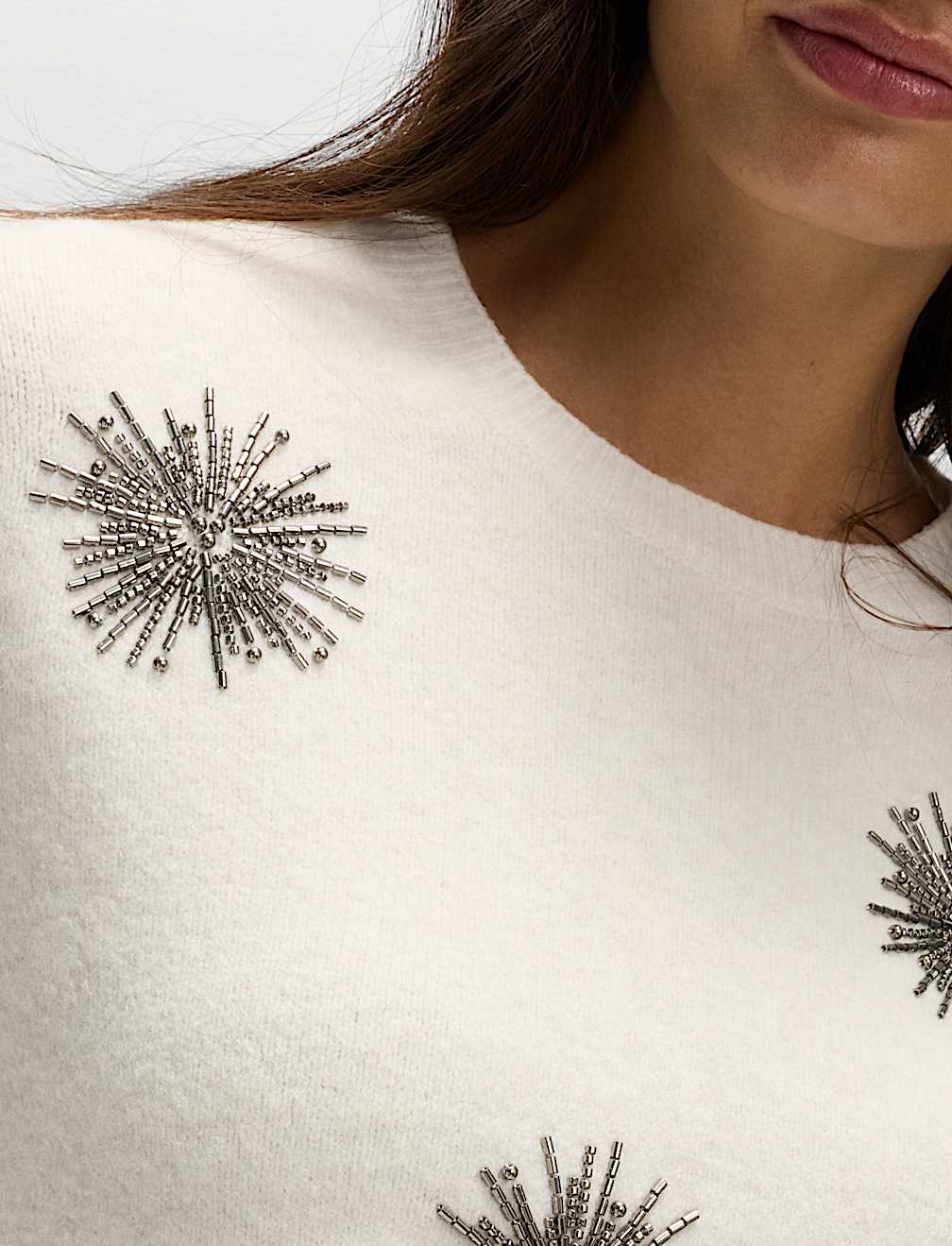 Gem Detail Embellished Jumper with Wool