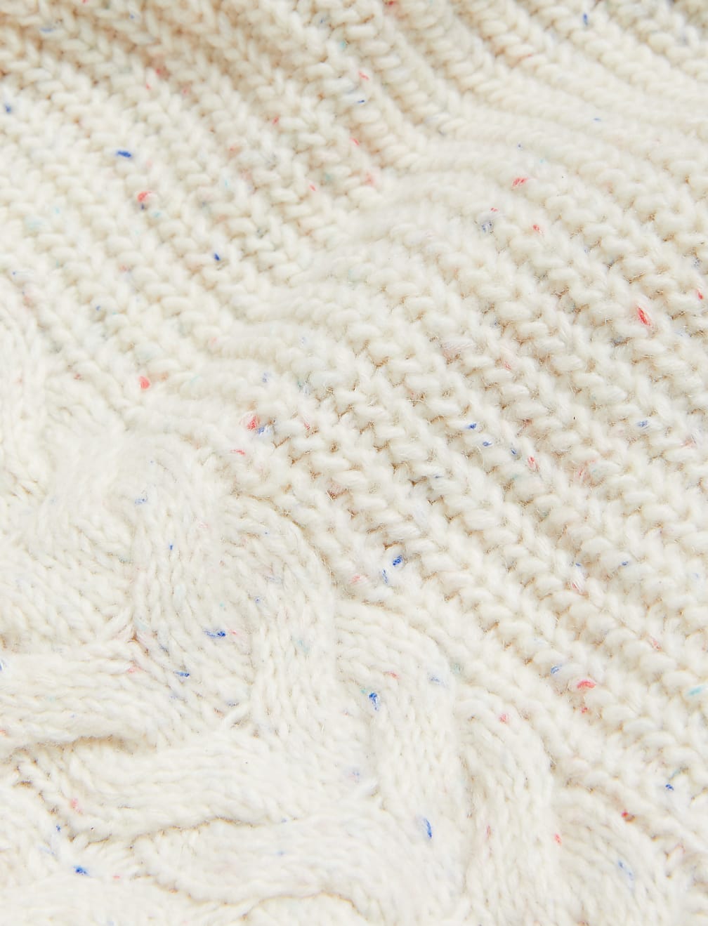Cotton Rich Cable Knit V-Neck Cardigan