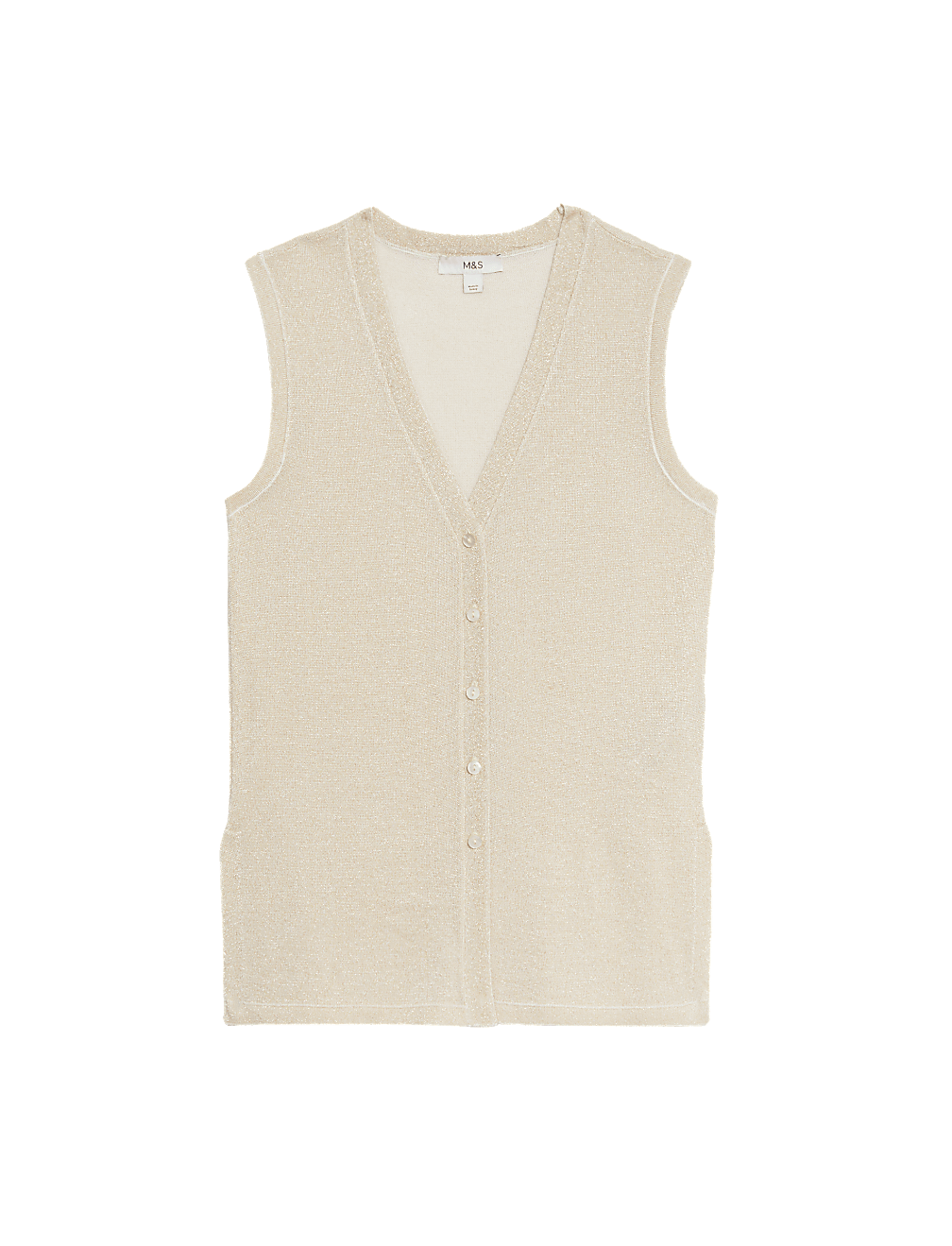 Metallic V-Neck Knitted Waistcoat