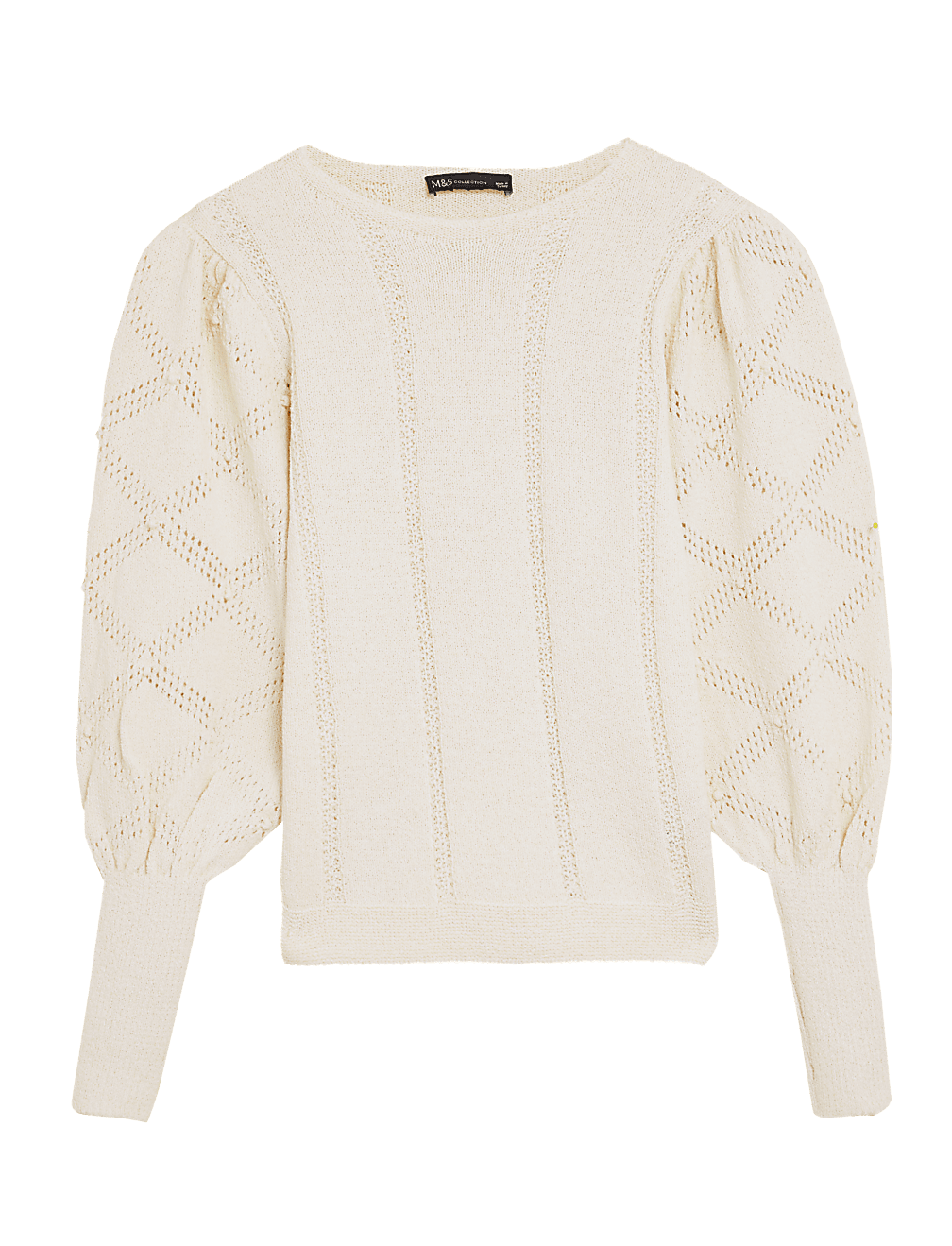 Cotton Rich Textured Crew Neck Jumper
