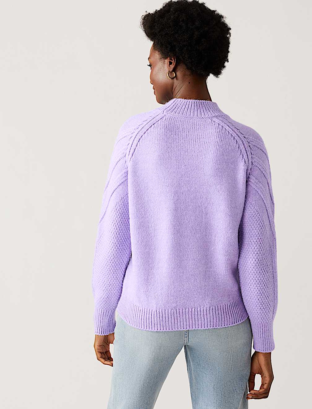 Textured Cable Knit Funnel Neck Jumper