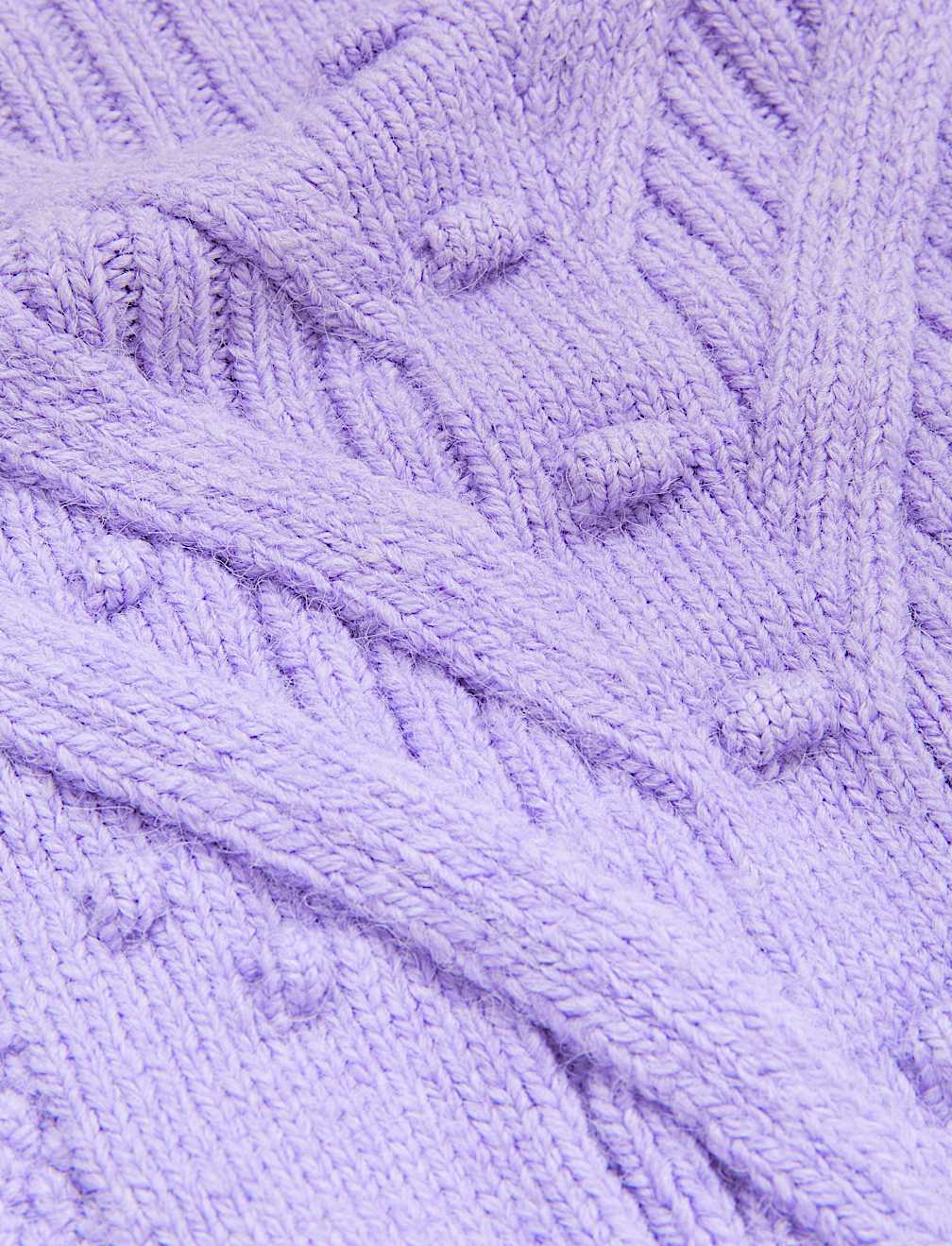 Textured Cable Knit Funnel Neck Jumper