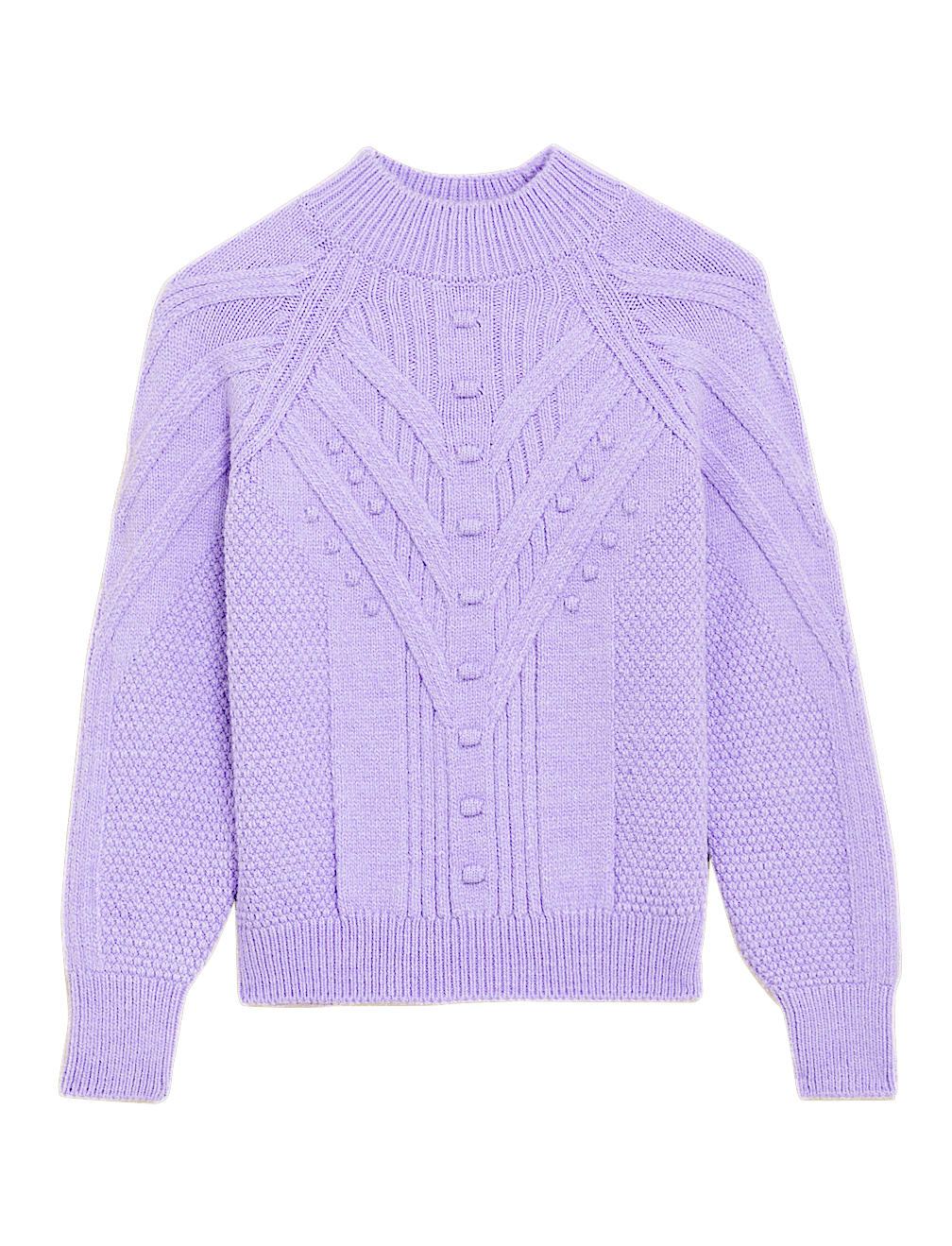 Textured Cable Knit Funnel Neck Jumper