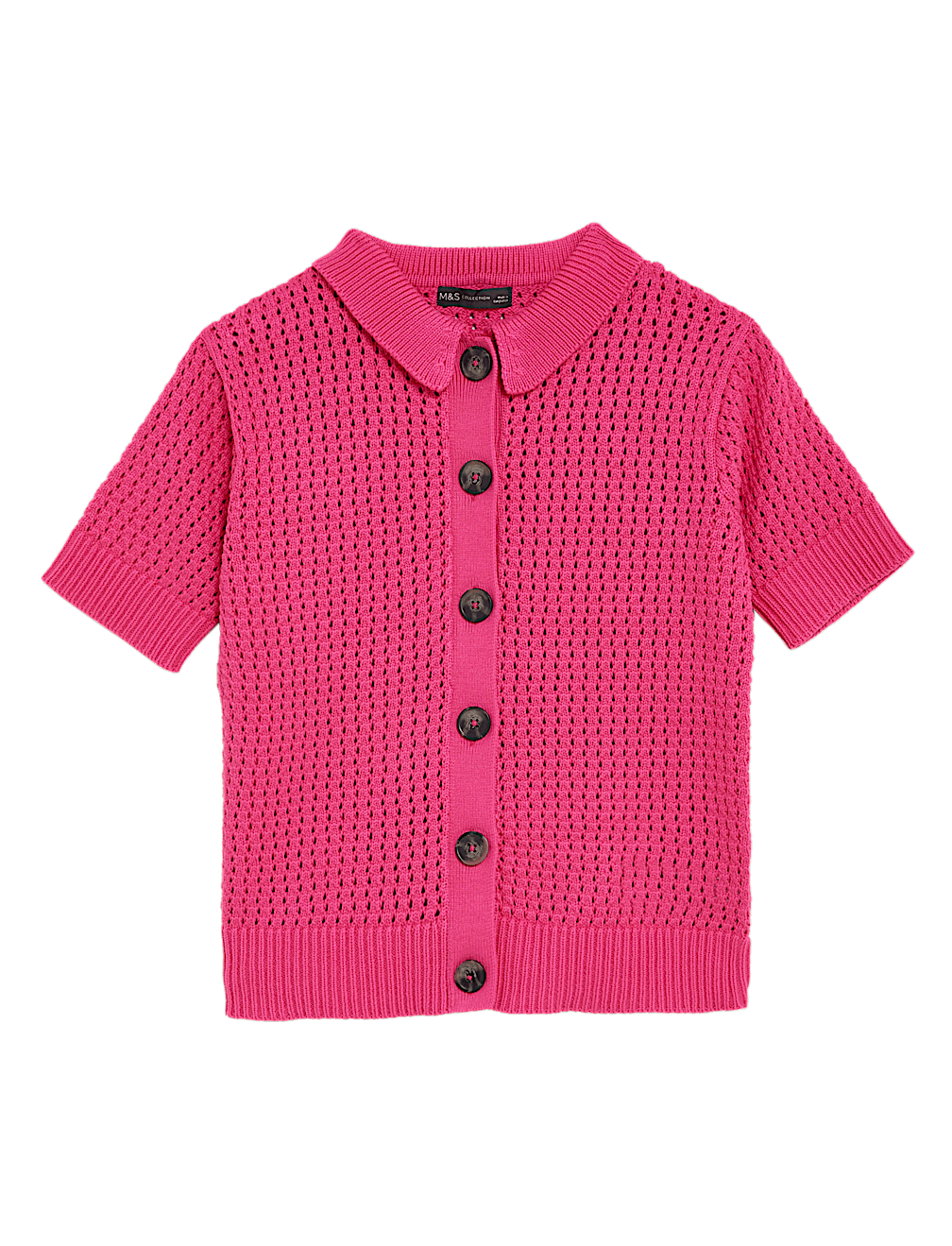 Cotton Rich Textured Collared Cardigan