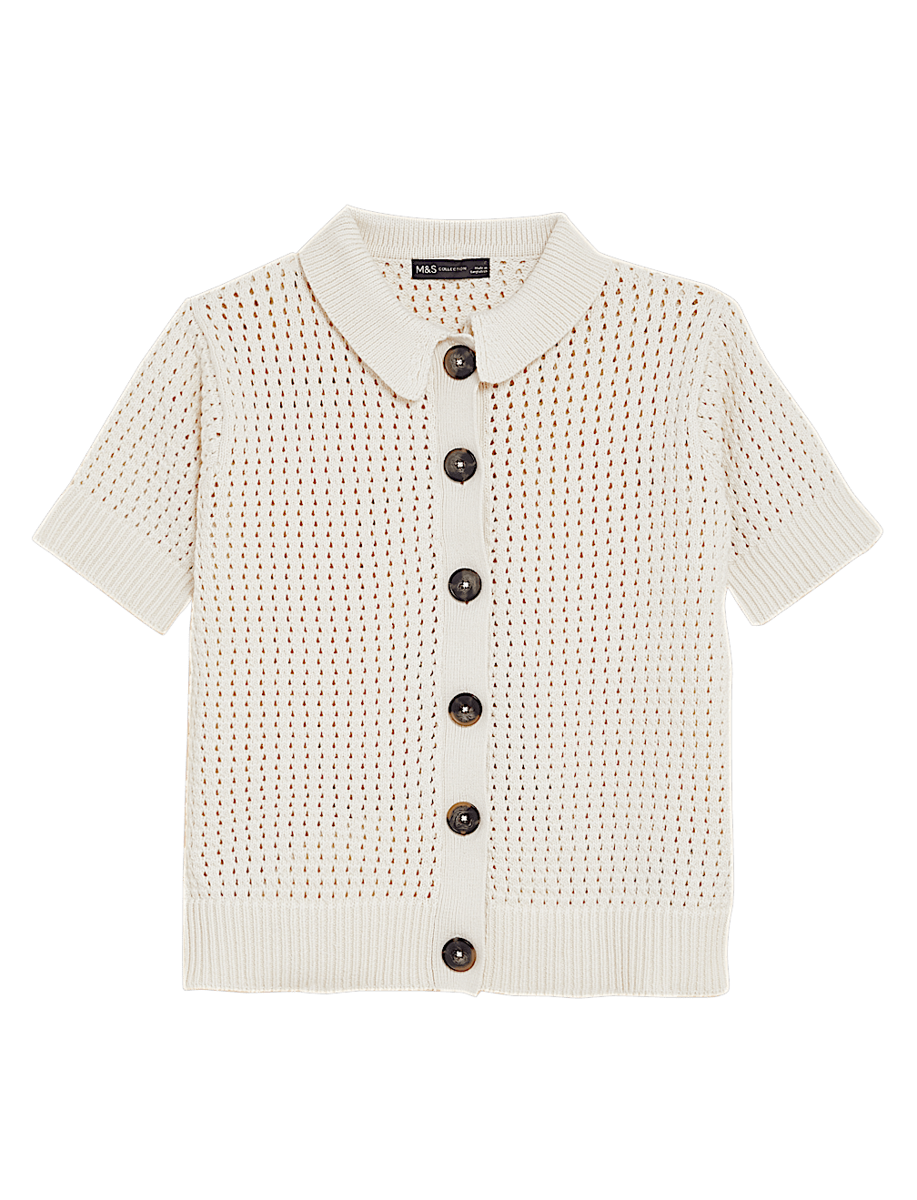 Cotton Rich Textured Collared Cardigan