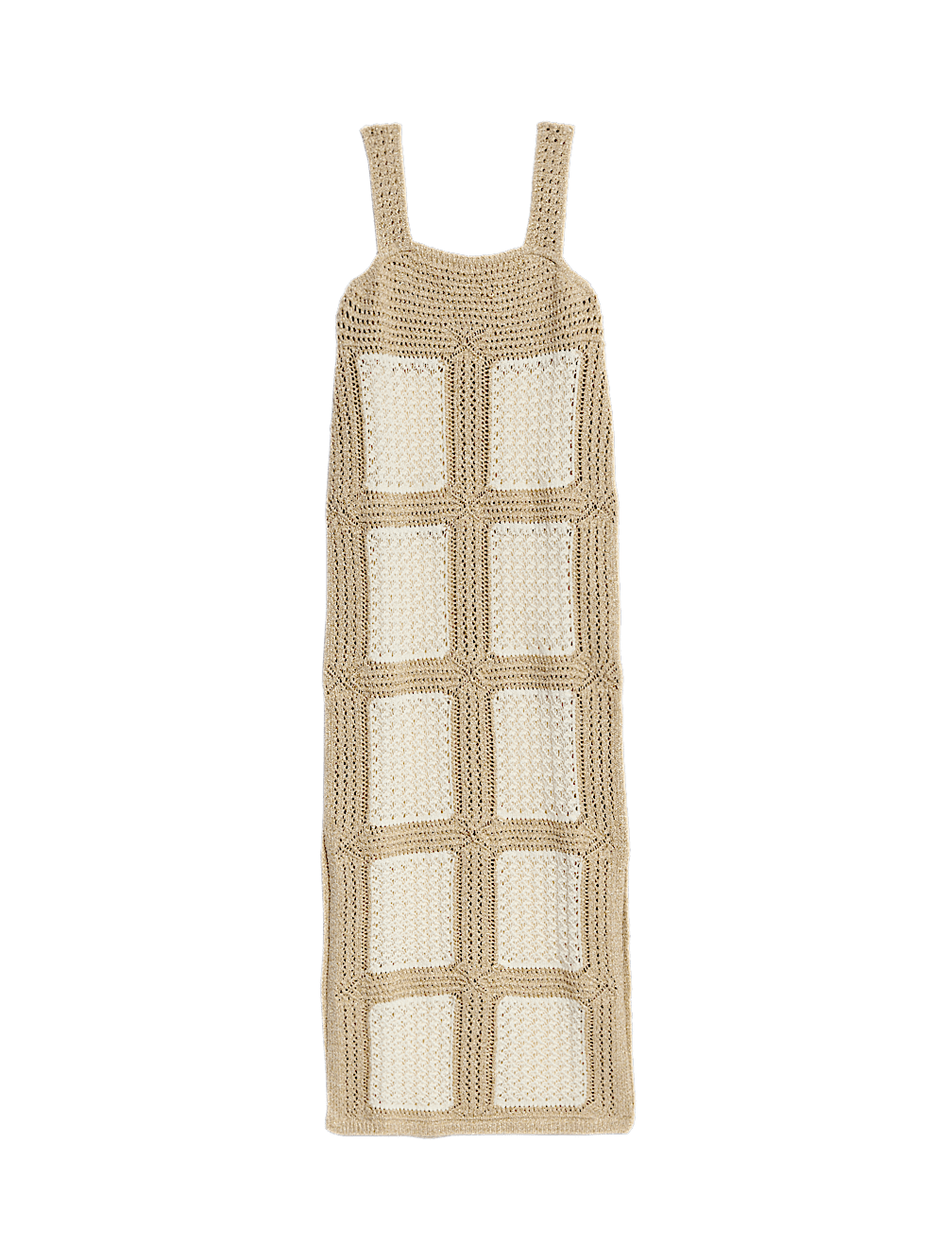 Cotton Rich Metallic Square Neck Midi Dress