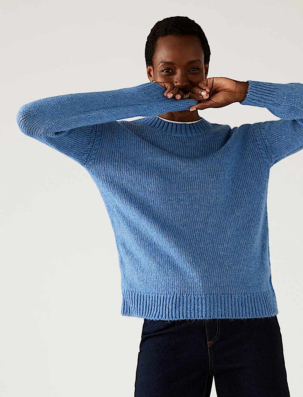 Recycled Blend Textured Crew Neck Jumper