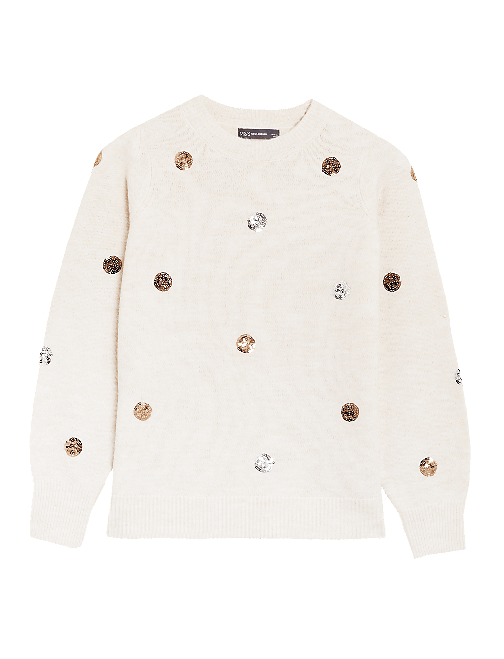 Sequin Polka Dot Crew Neck Relaxed Jumper
