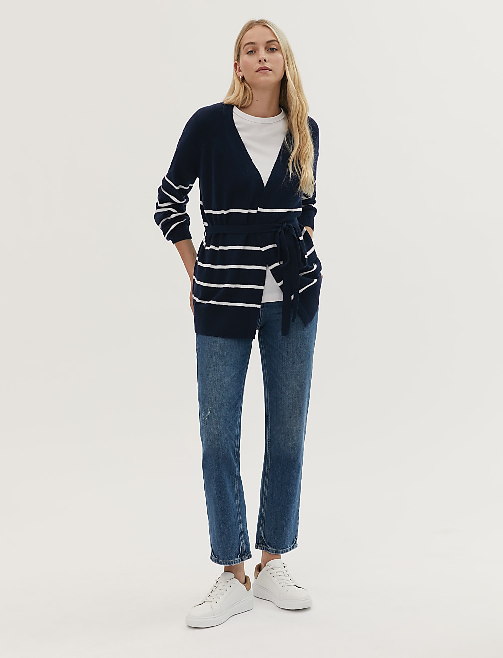 Recycled Blend Striped Relaxed Cardigan