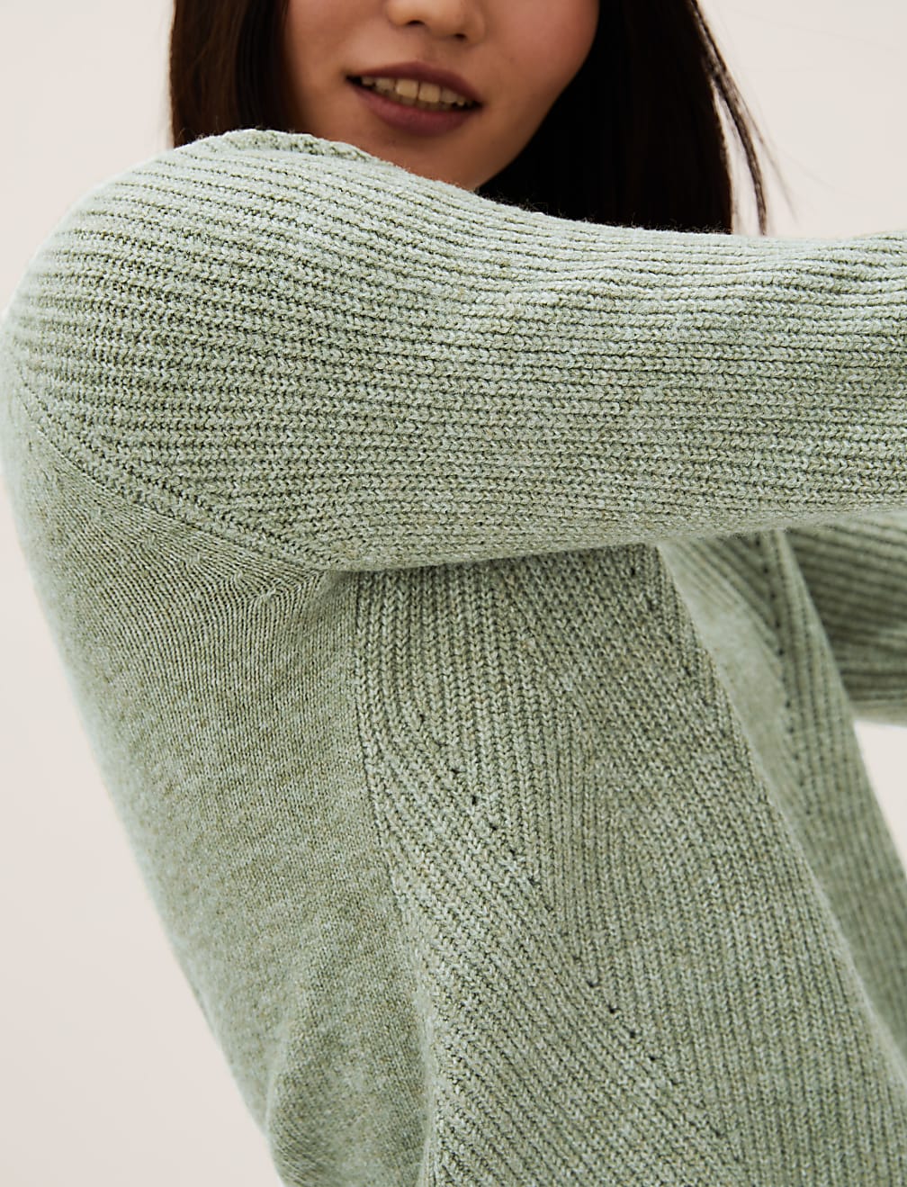 Ribbed Crew Neck Cardigan