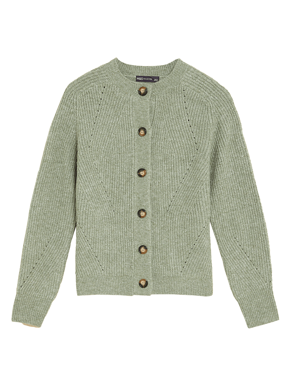 Ribbed Crew Neck Cardigan