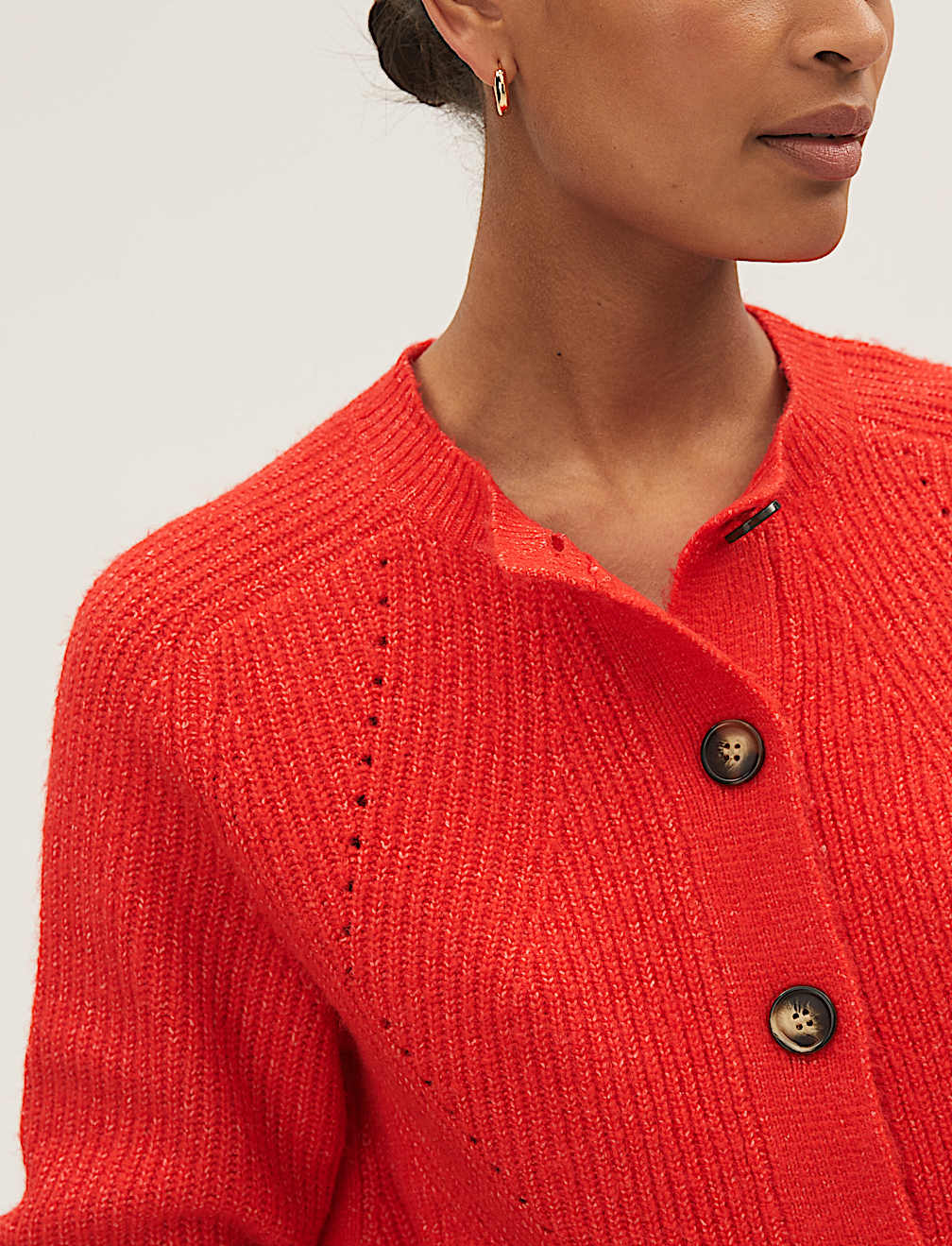 Ribbed Crew Neck Cardigan
