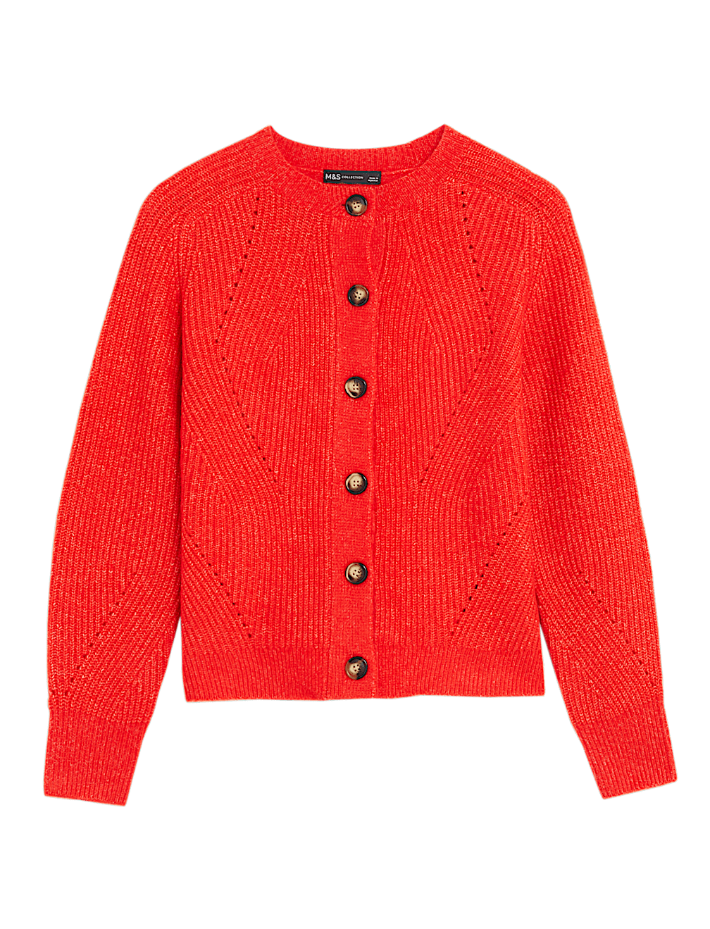 Ribbed Crew Neck Cardigan