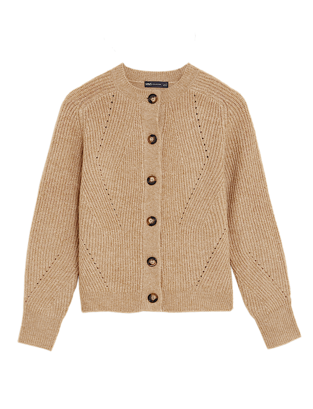 Ribbed Crew Neck Cardigan
