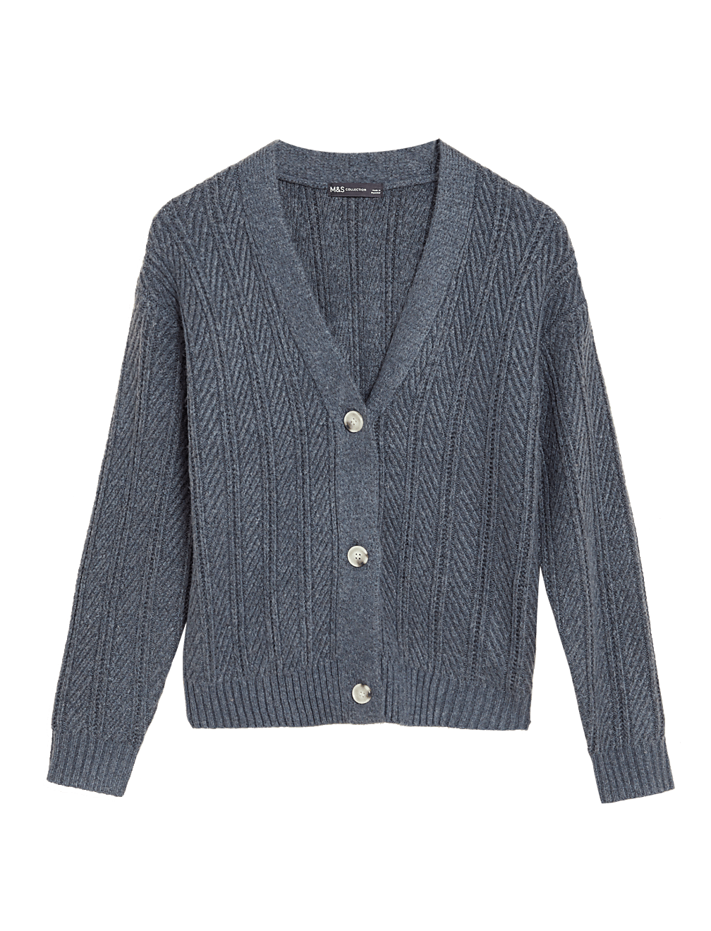 Recycled Blend Textured V-Neck Cardigan