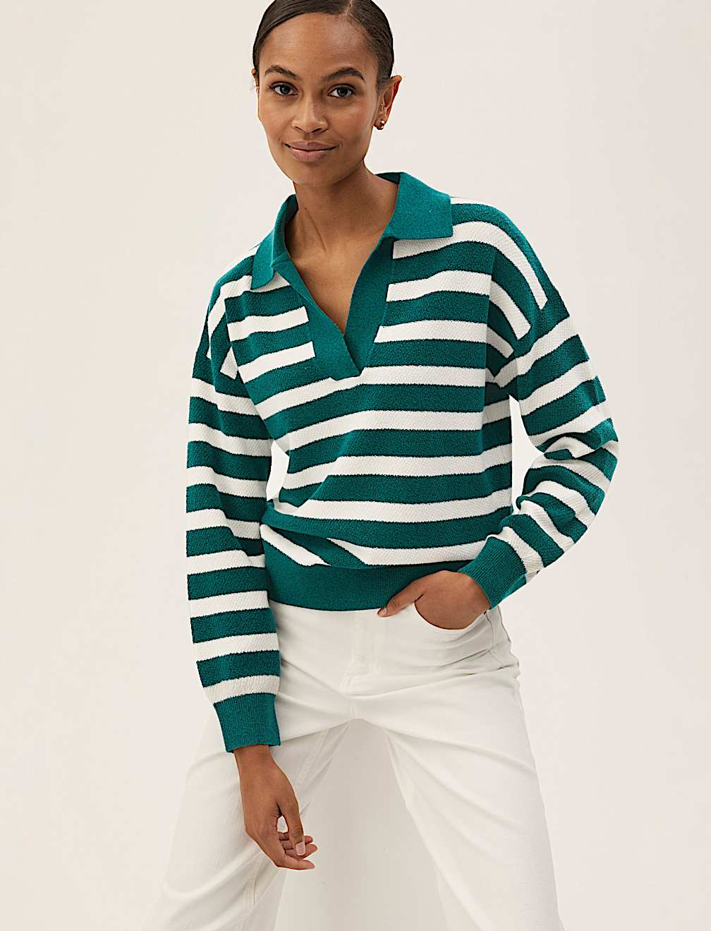 Recycled Blend Striped Collared Jumper