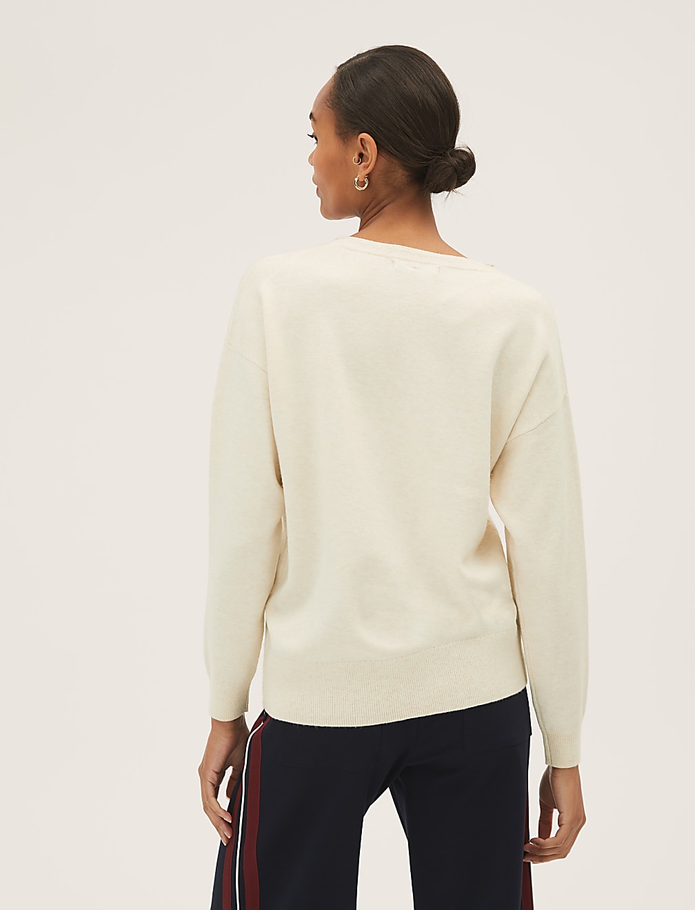 Recycled Blend Textured V-Neck Jumper