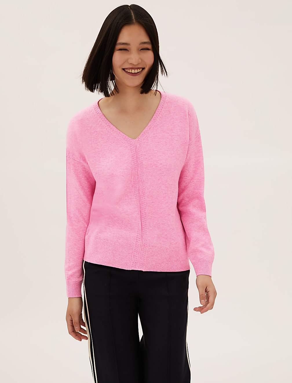 Recycled Blend Textured V-Neck Jumper