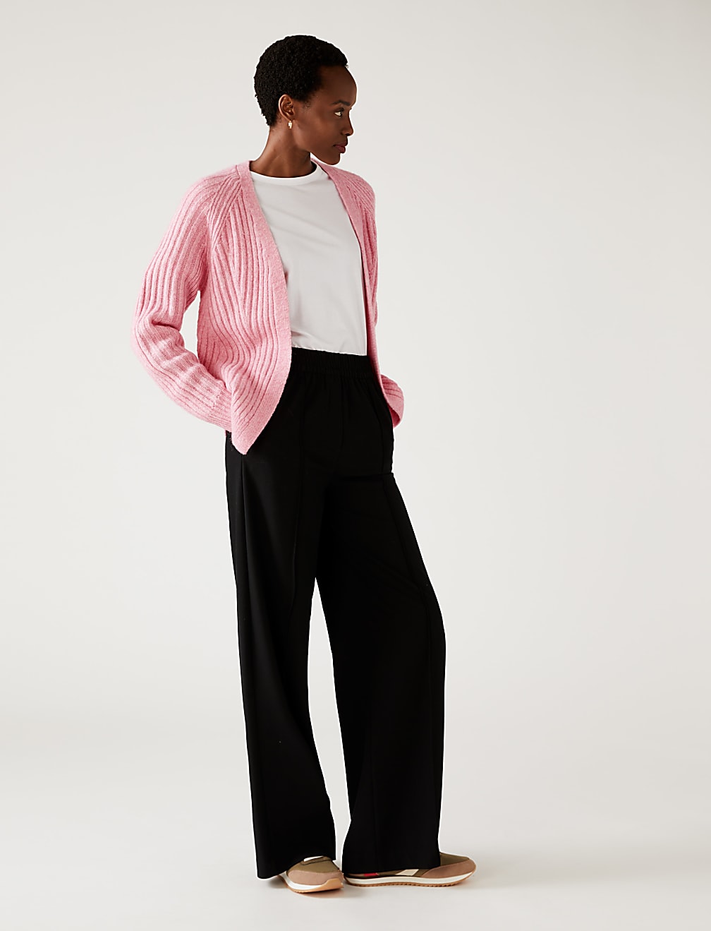 Recycled Blend Ribbed Relaxed Cardigan