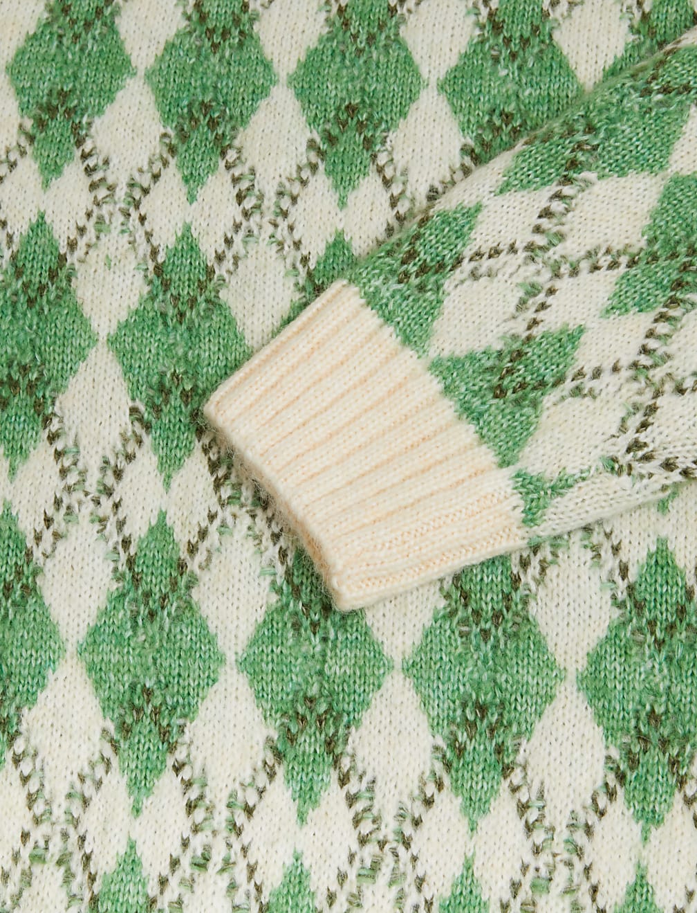 Recycled Blend Argyle Roll Neck Jumper
