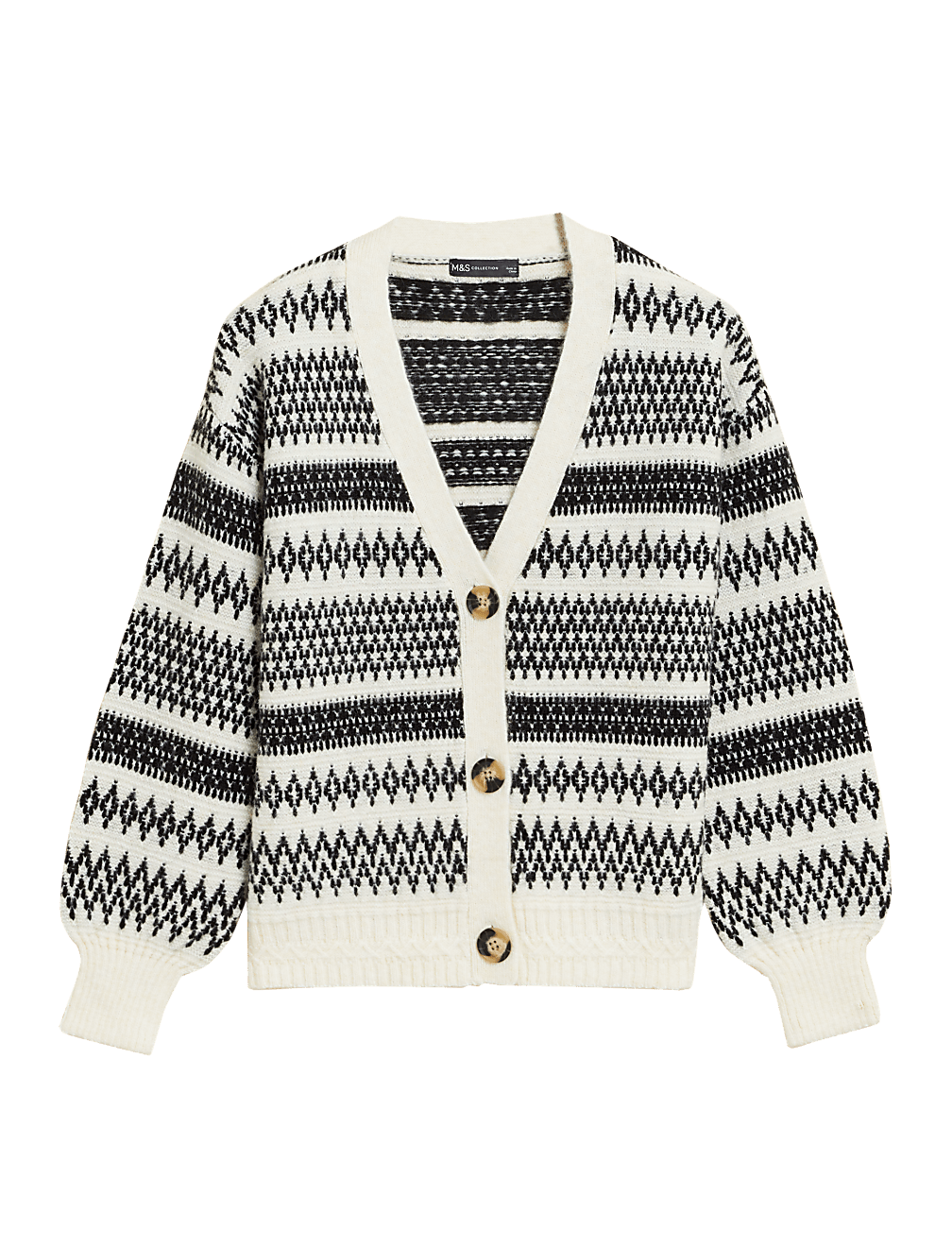 Recycled Blend Fair Isle V-Neck Cardigan