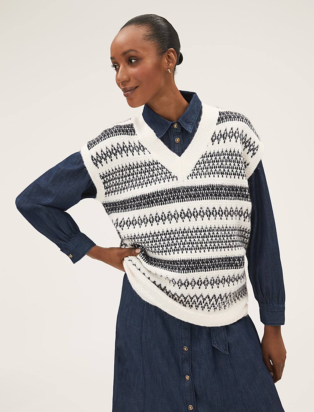 Recycled Blend Fair Isle Knitted Vest