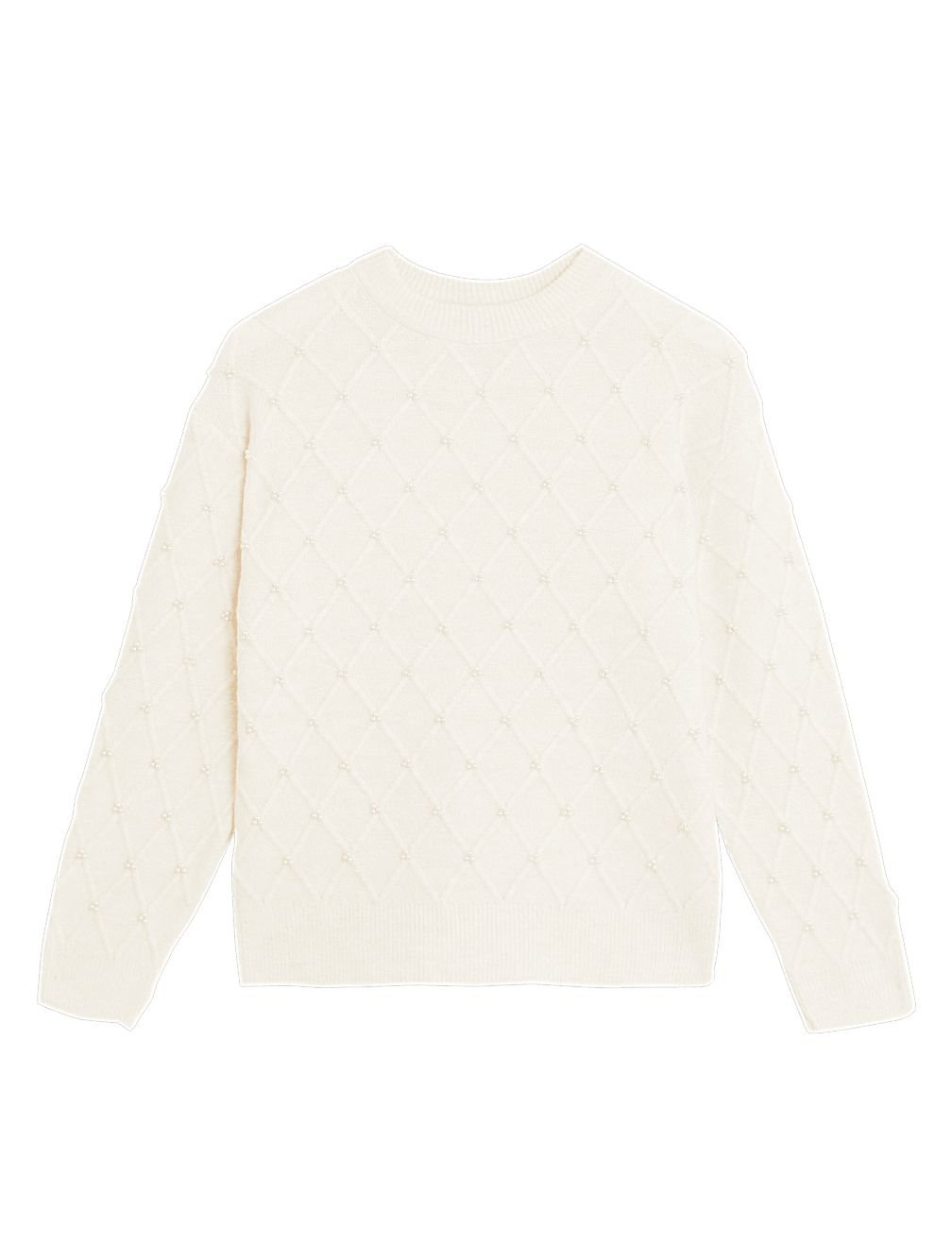 Embellished Textured Crew Neck Jumper