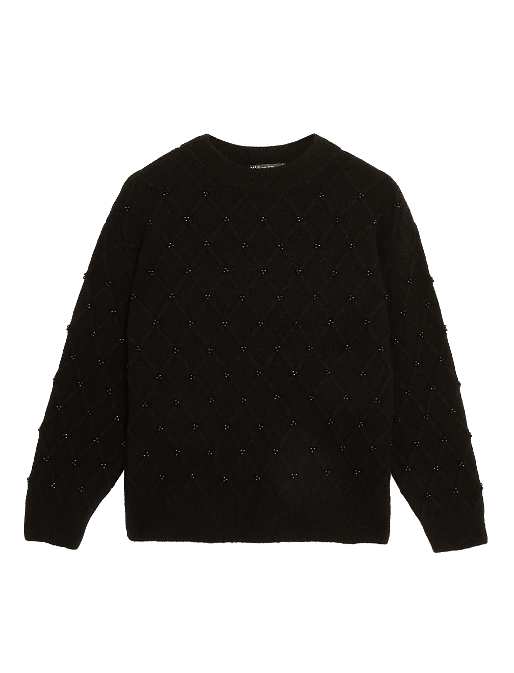 Embellished Textured Crew Neck Jumper