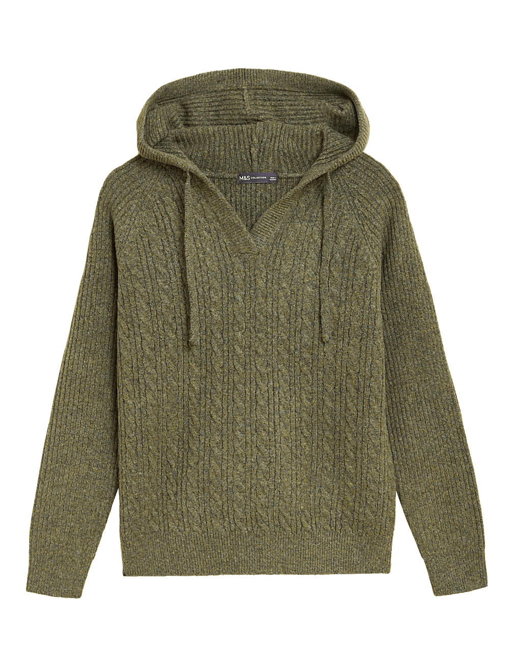 Cable Knit V-Neck Hoodie
