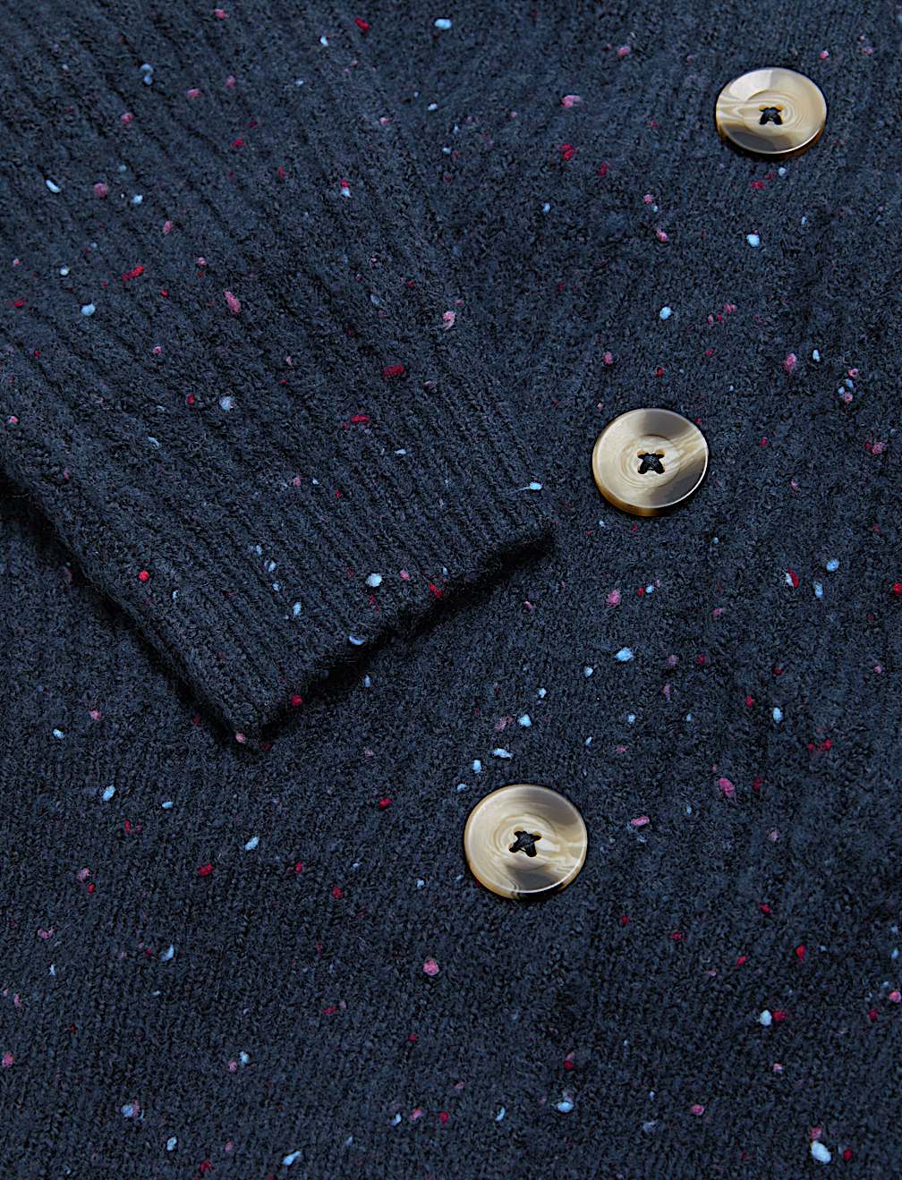 Textured Ribbed Crew Neck Cardigan