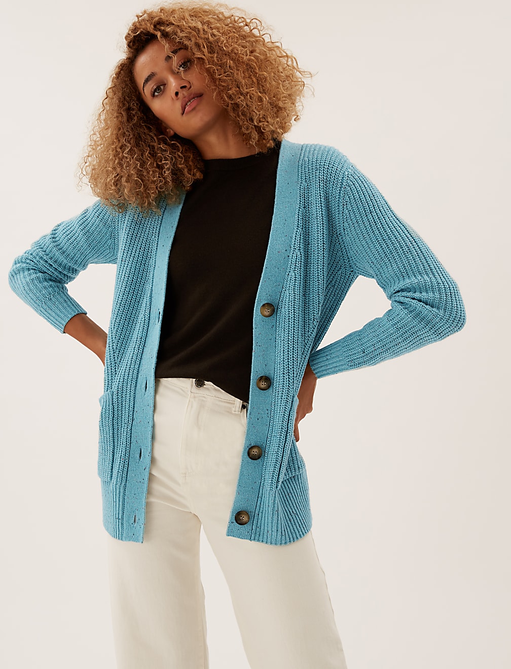 Cotton Rich Ribbed Longline Cardigan