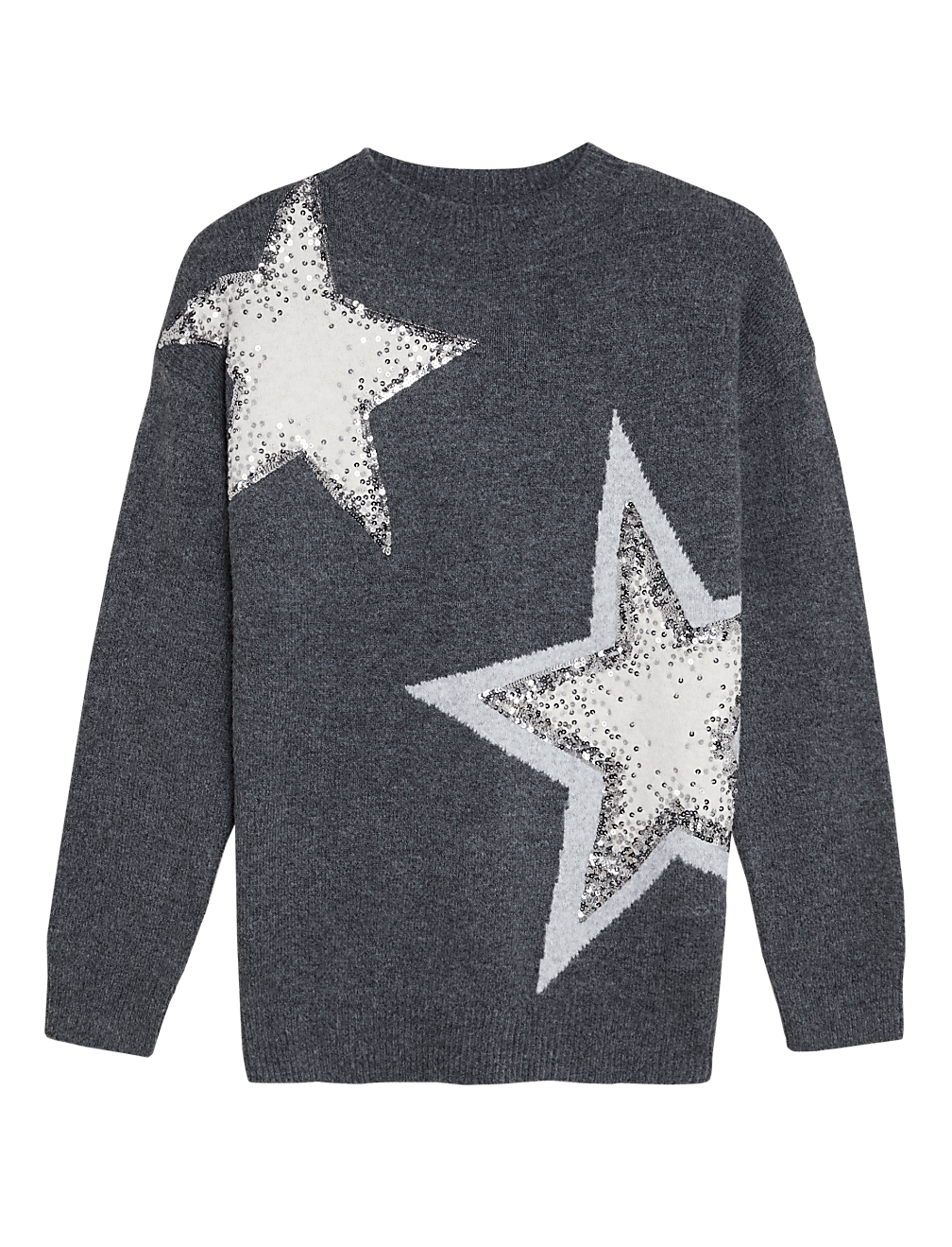 Sequin Star Crew Neck Relaxed Jumper