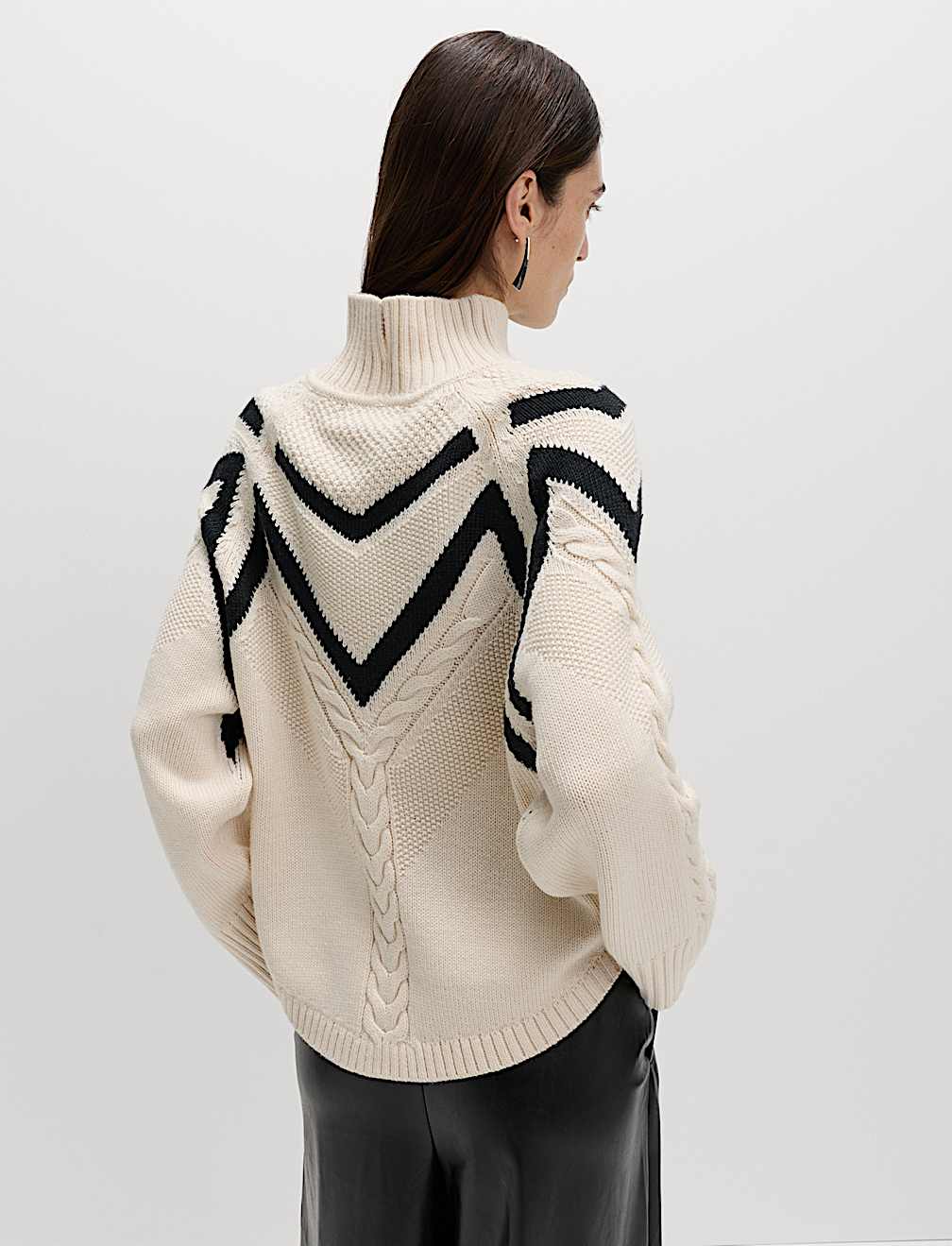 Textured Funnel Neck Jumper With Wool
