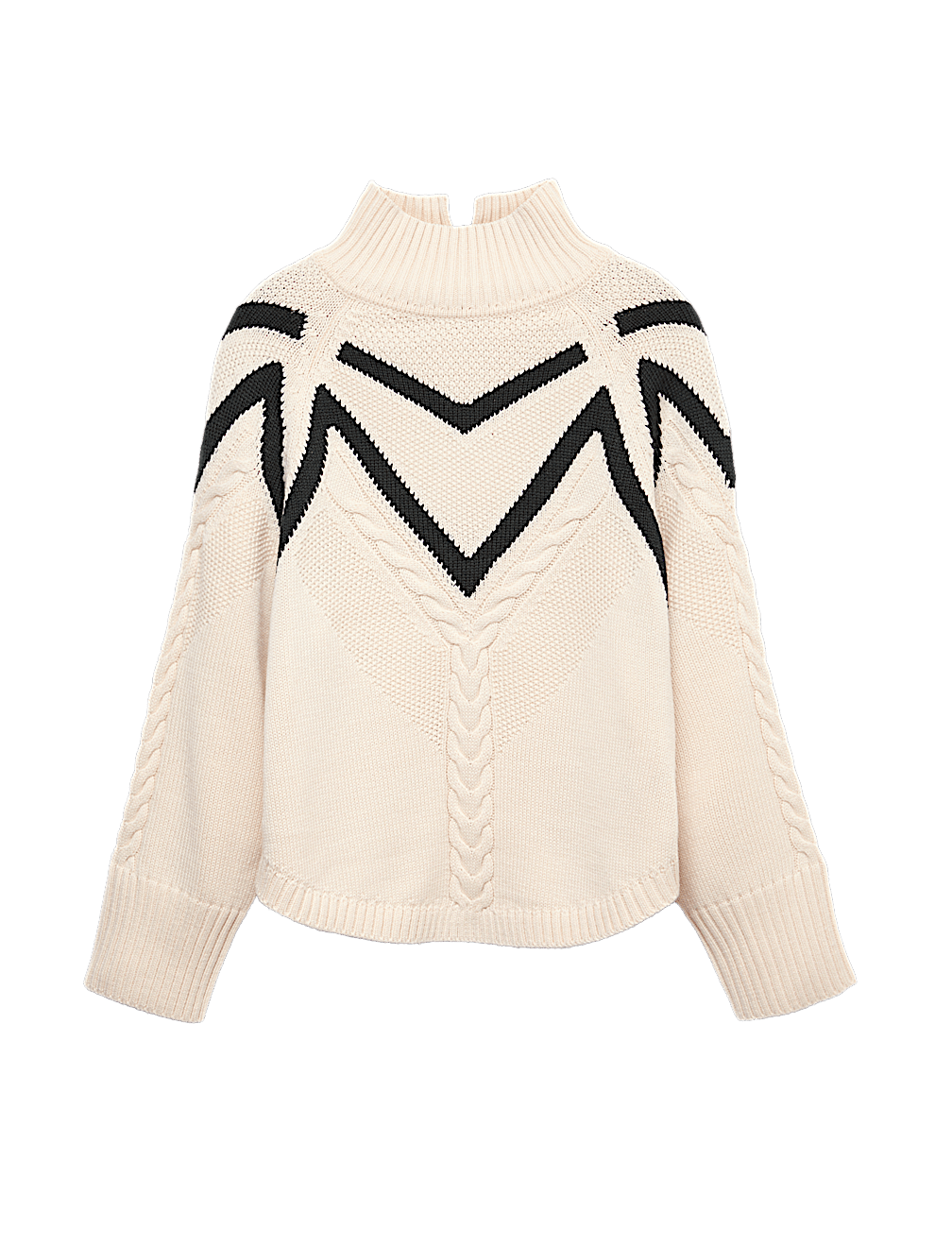 Textured Funnel Neck Jumper With Wool