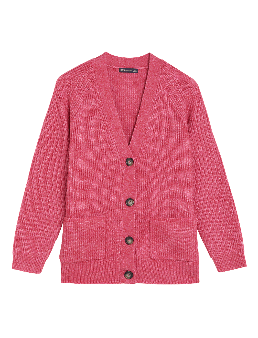 Ribbed V-Neck Relaxed Longline Cardigan