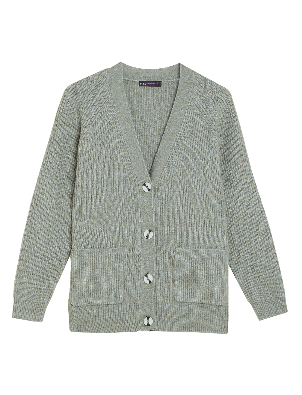 Ribbed V-Neck Relaxed Longline Cardigan