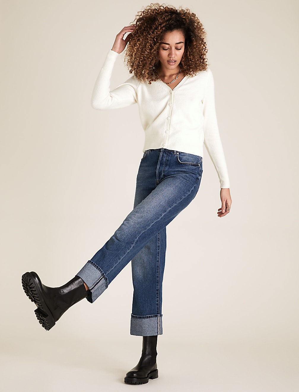 Cotton V-Neck Button Front Cardigan