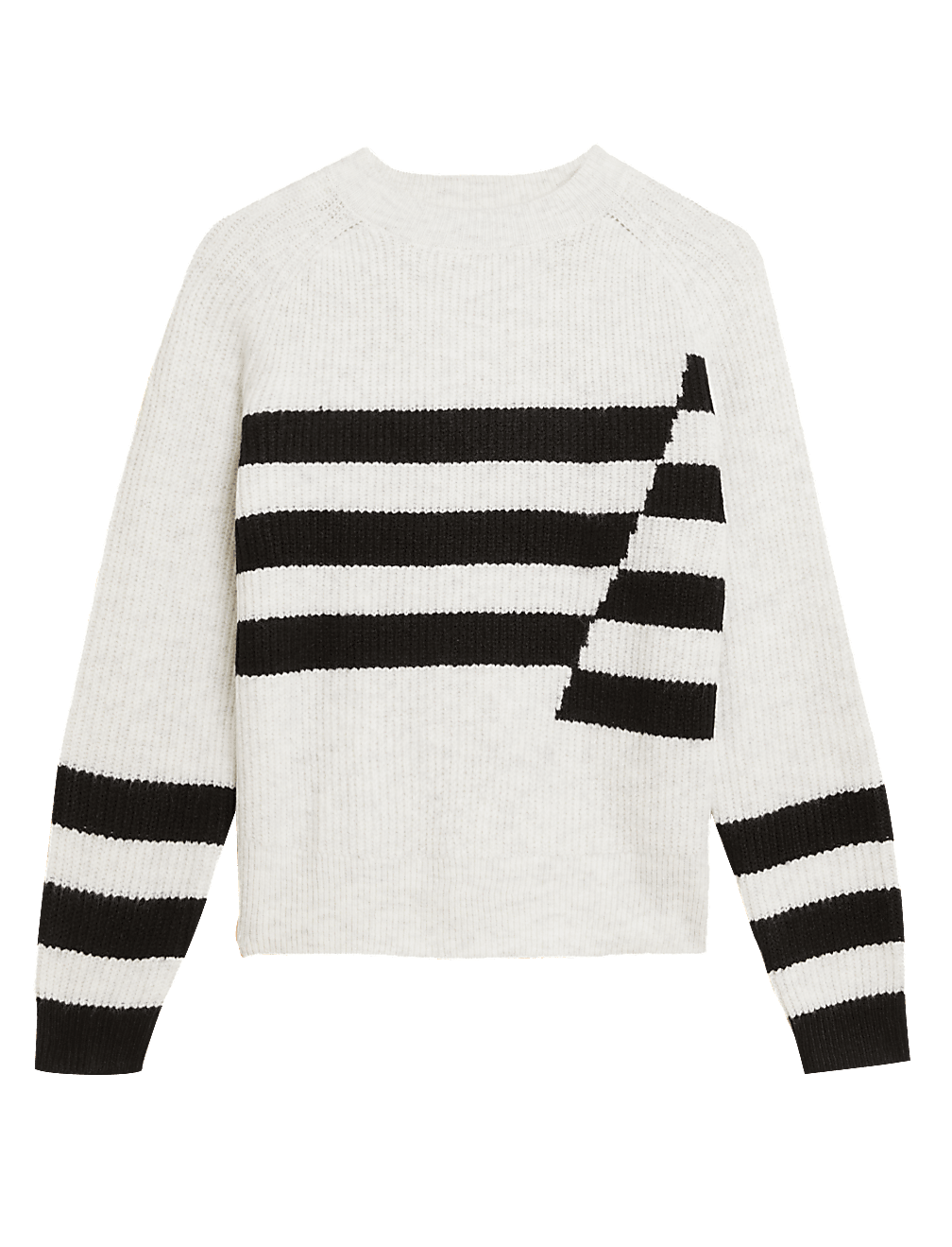 Ribbed Striped Crew Neck Relaxed Jumper