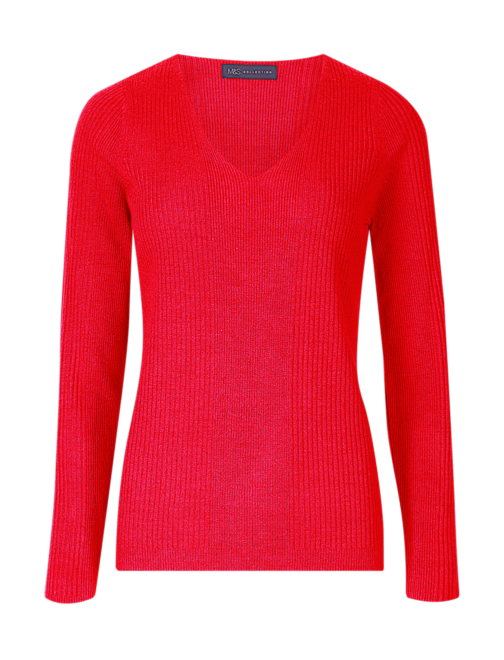 Soft Ribbed V-Neck Jumper