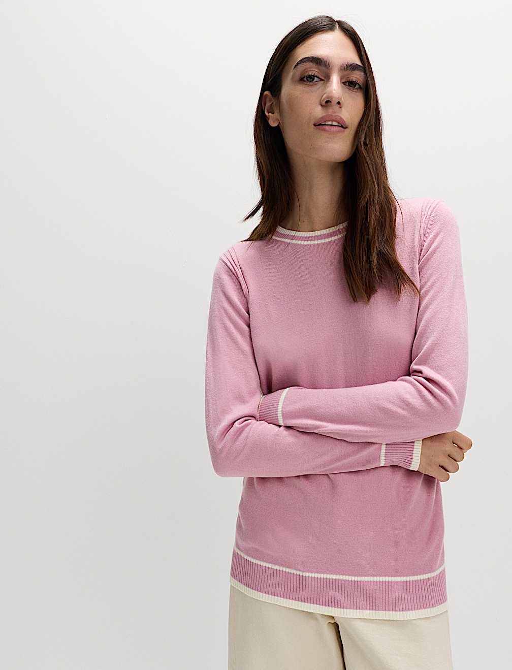 Supersoft Tipped Crew Neck Jumper