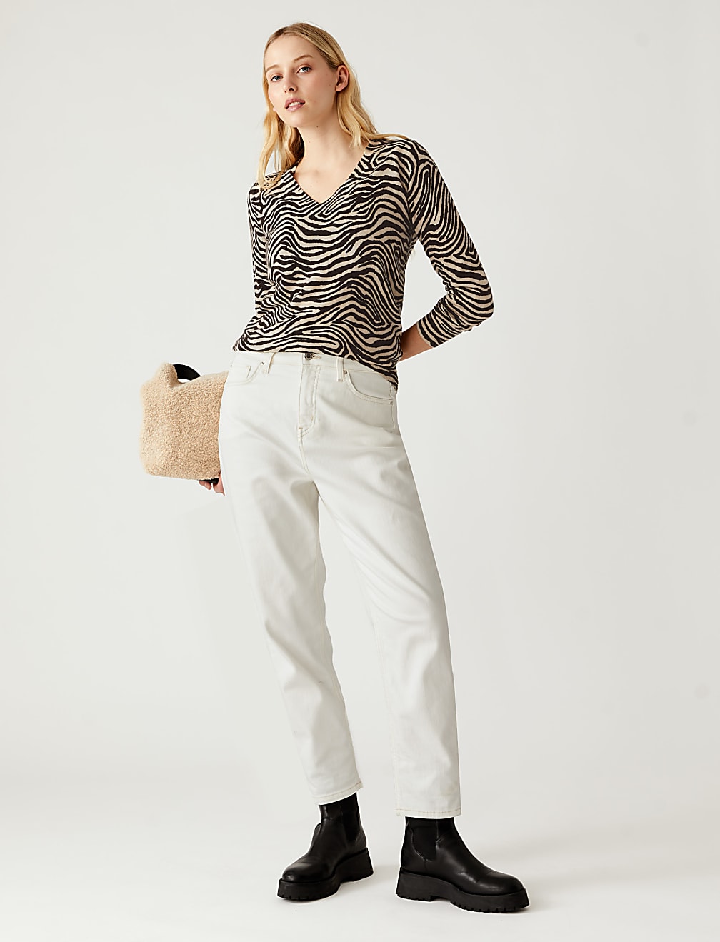 Supersoft Animal Print V-Neck Jumper
