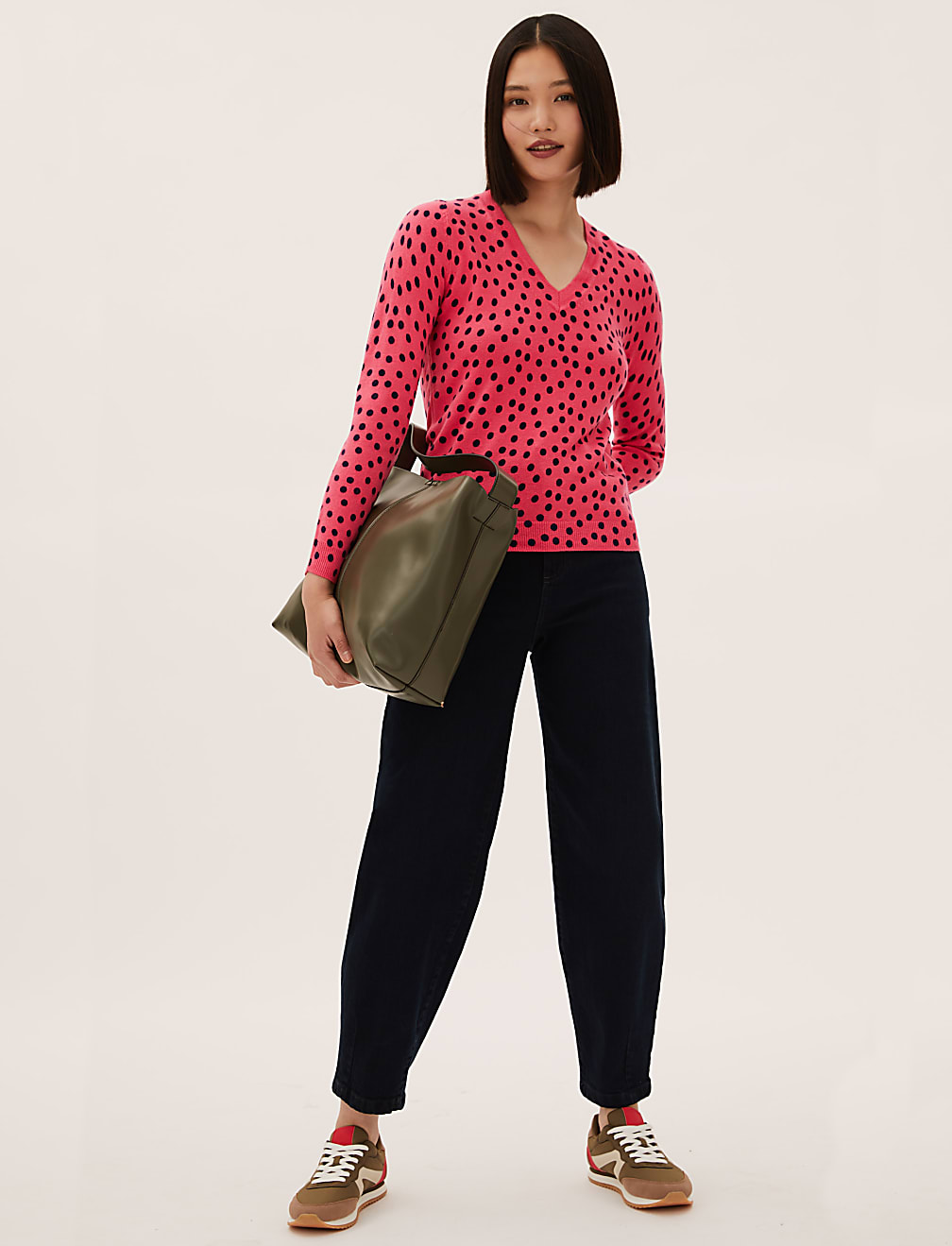 Supersoft Polka Dot V-Neck Jumper