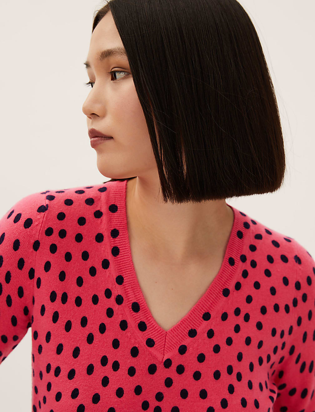 Supersoft Polka Dot V-Neck Jumper