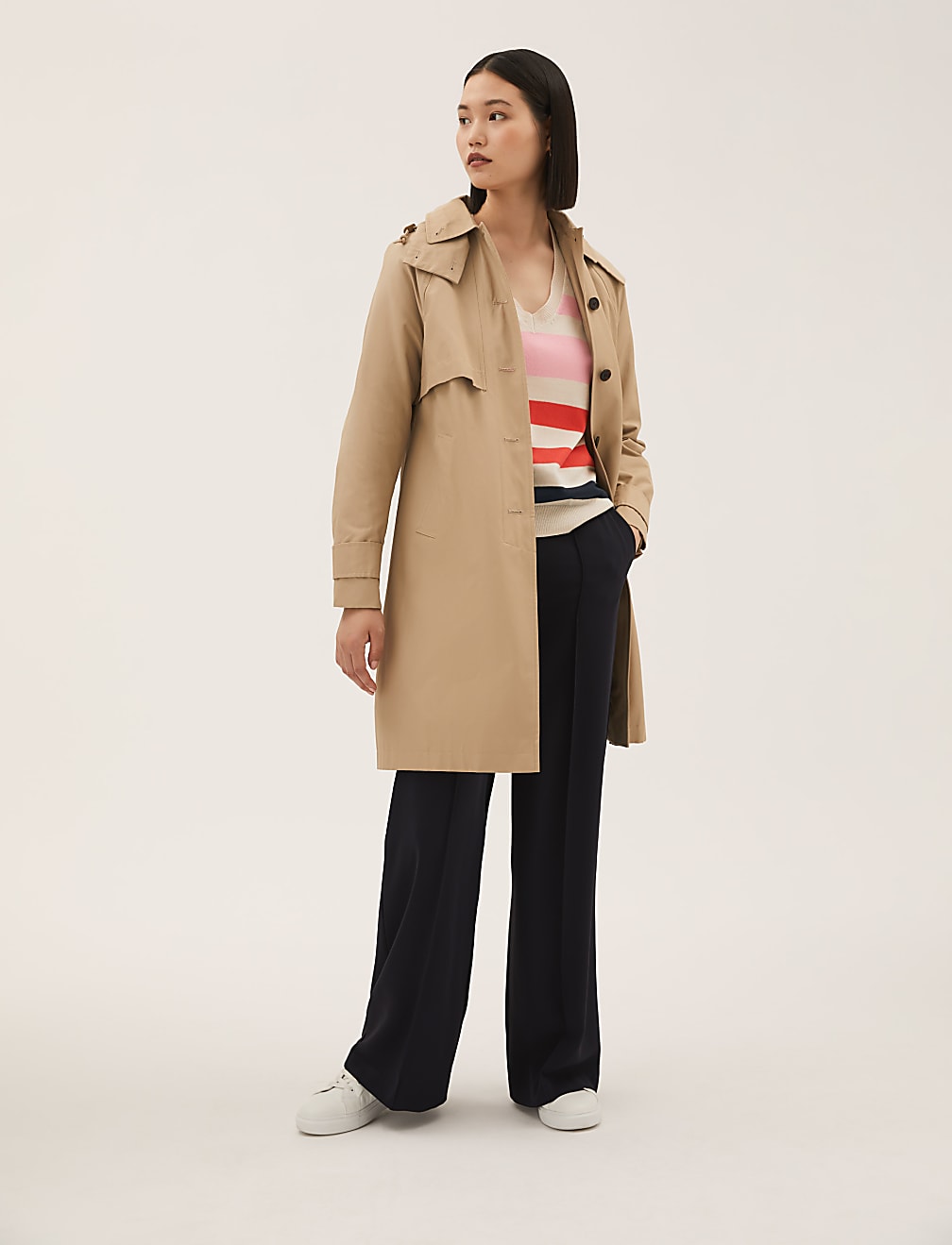 Supersoft Striped V-Neck Jumper